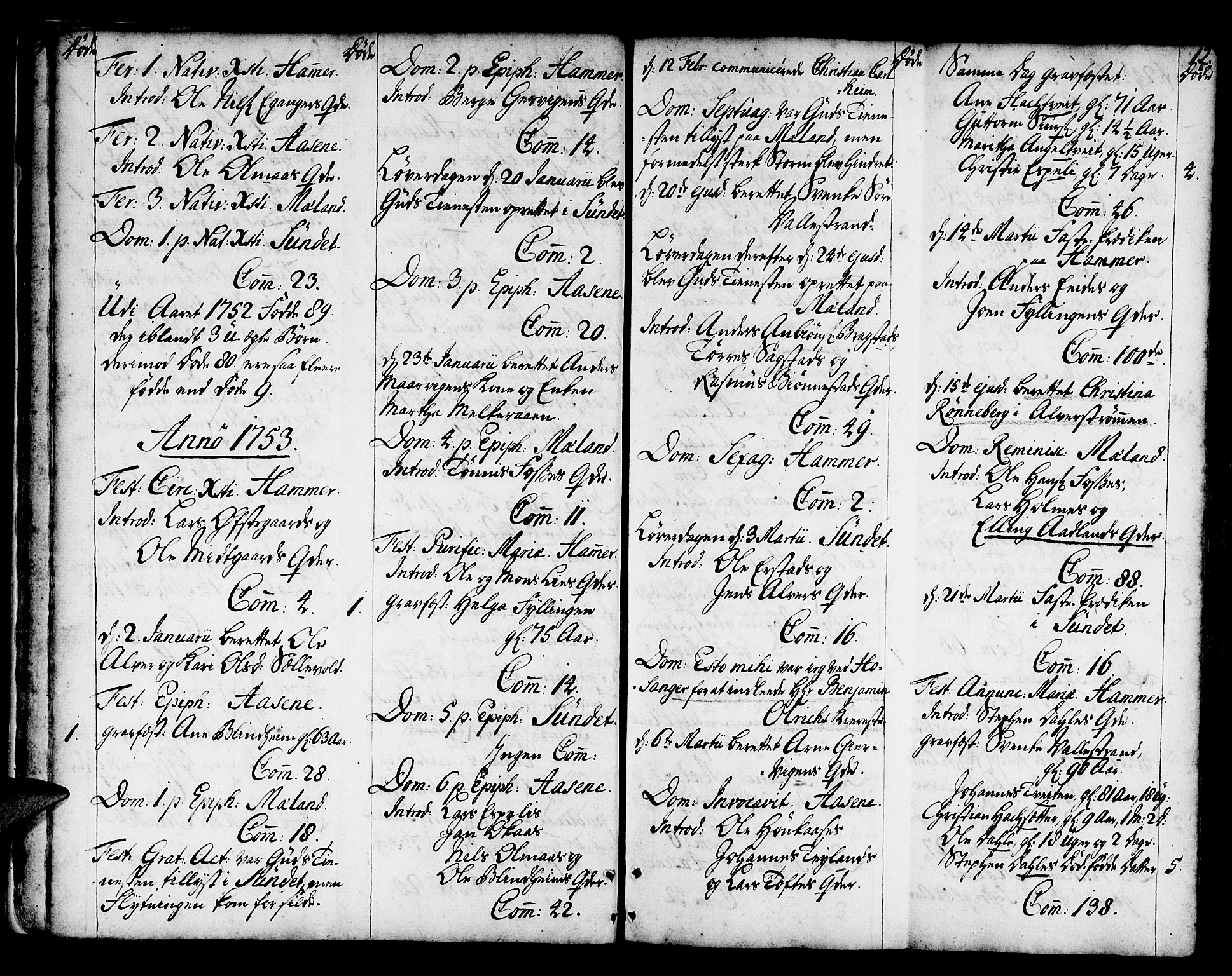 Hamre sokneprestembete, AV/SAB-A-75501/H/Ha/Haa/Haaa/L0006: Parish register (official) no. A 6, 1750-1761, p. 12