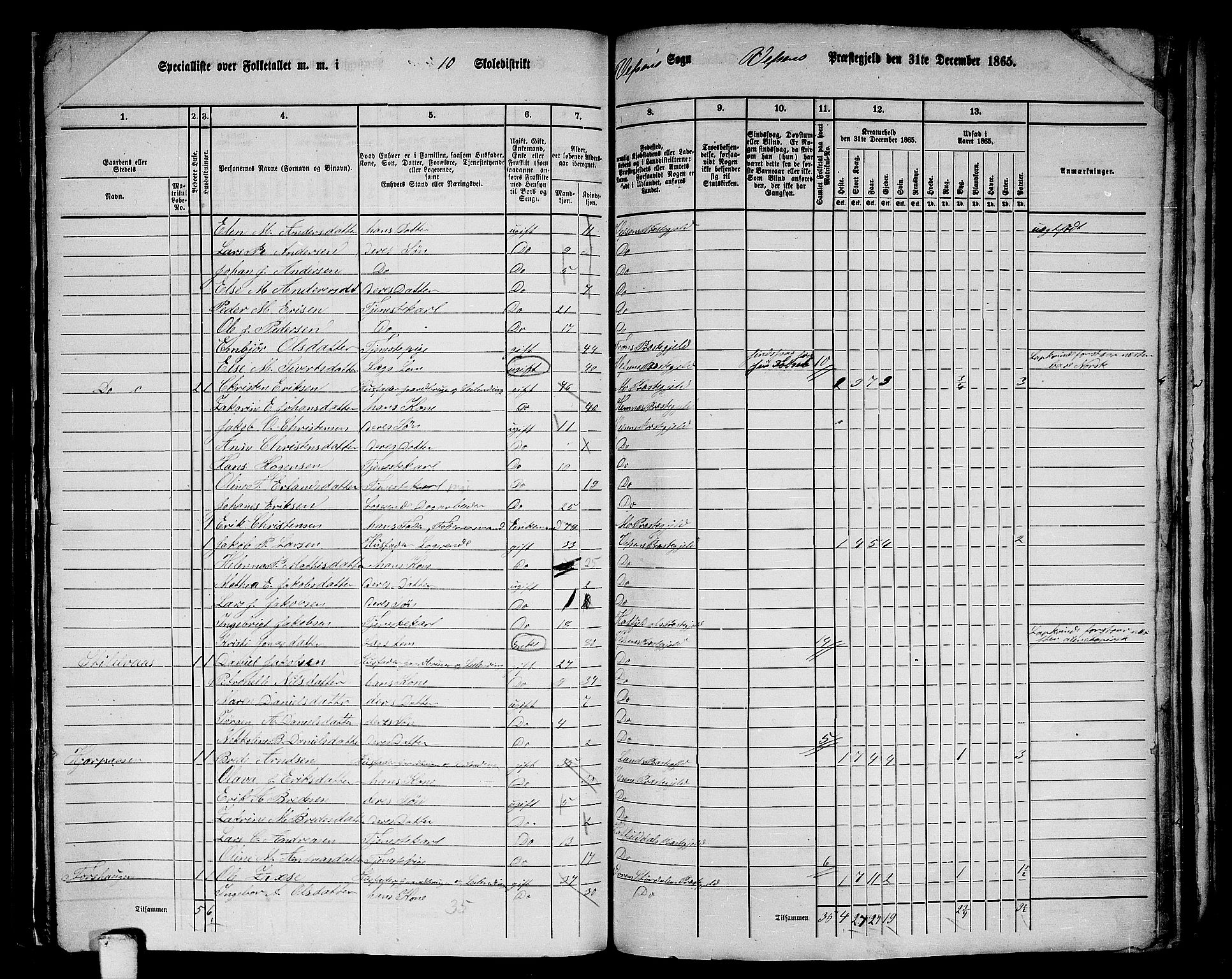 RA, 1865 census for Vefsn, 1865, p. 203