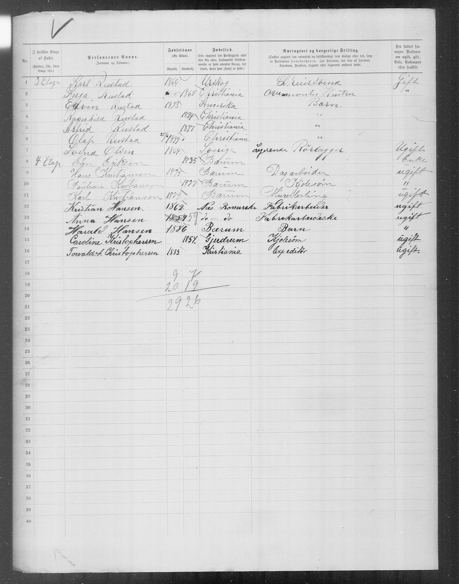 OBA, Municipal Census 1899 for Kristiania, 1899, p. 11810