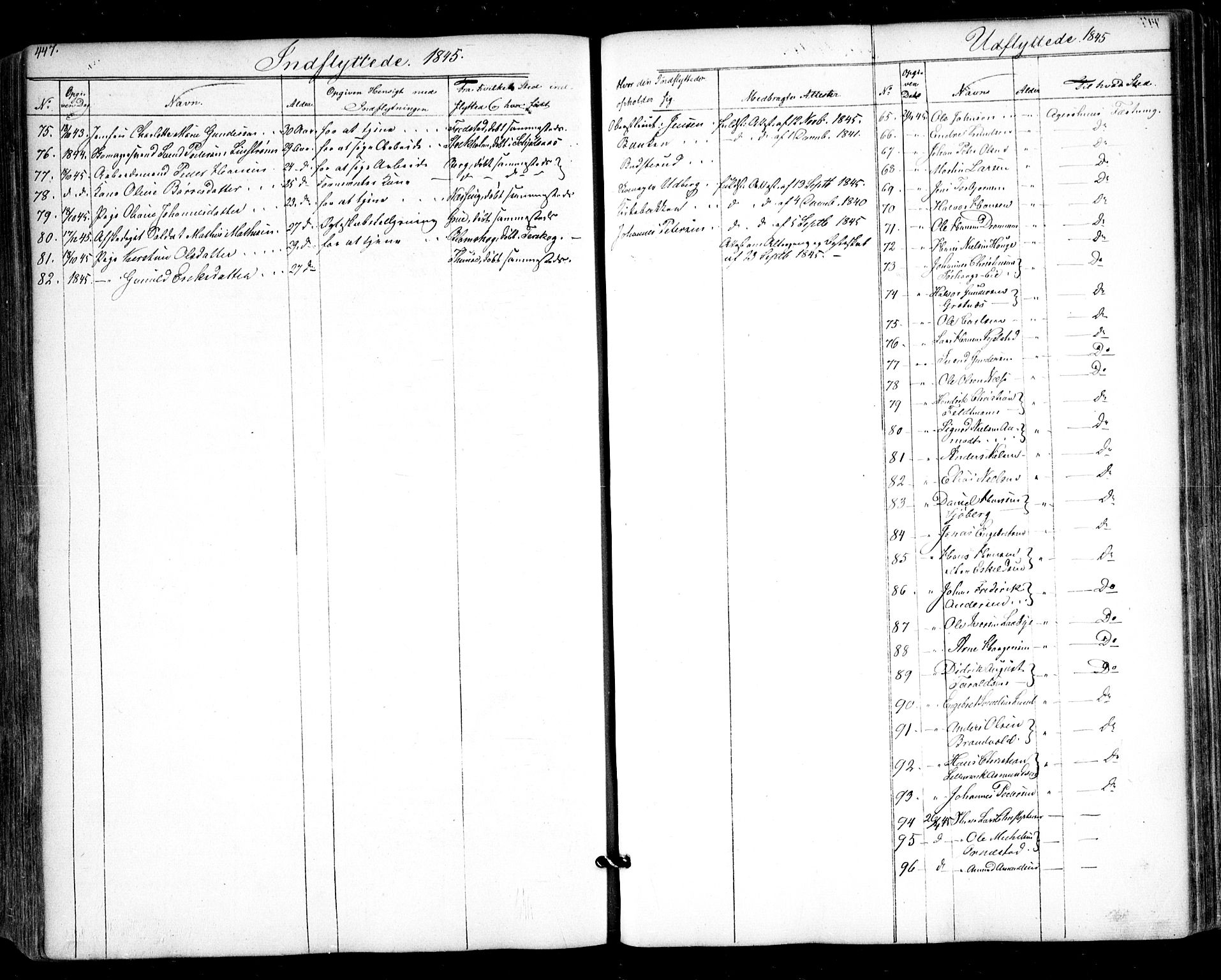 Halden prestekontor Kirkebøker, AV/SAO-A-10909/F/Fa/L0006: Parish register (official) no. I 6, 1845-1856, p. 447