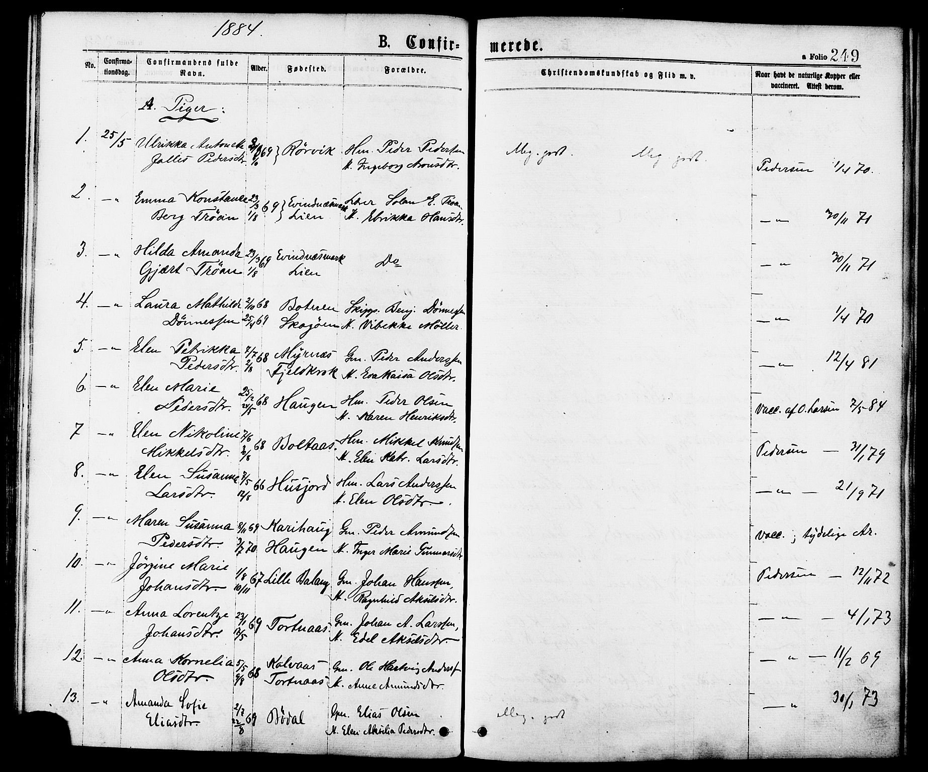 Ministerialprotokoller, klokkerbøker og fødselsregistre - Nordland, SAT/A-1459/863/L0897: Parish register (official) no. 863A09, 1872-1886, p. 249