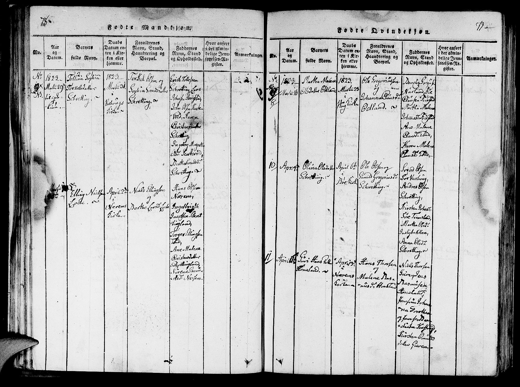 Hå sokneprestkontor, AV/SAST-A-101801/001/30BA/L0003: Parish register (official) no. A 3, 1815-1825, p. 78-79