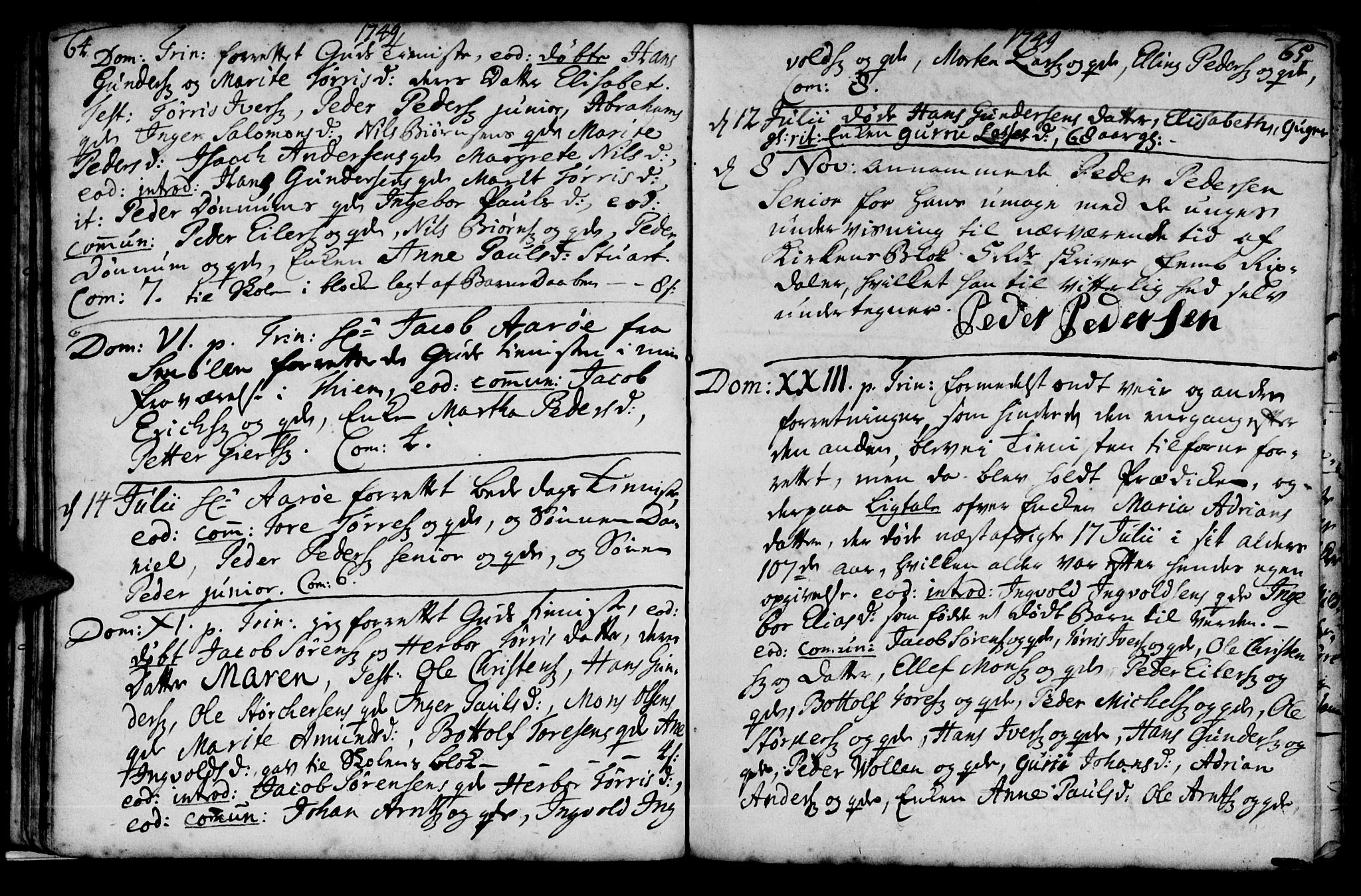 Ministerialprotokoller, klokkerbøker og fødselsregistre - Møre og Romsdal, AV/SAT-A-1454/574/L0875: Parish register (official) no. 574A01, 1733-1753, p. 64-65