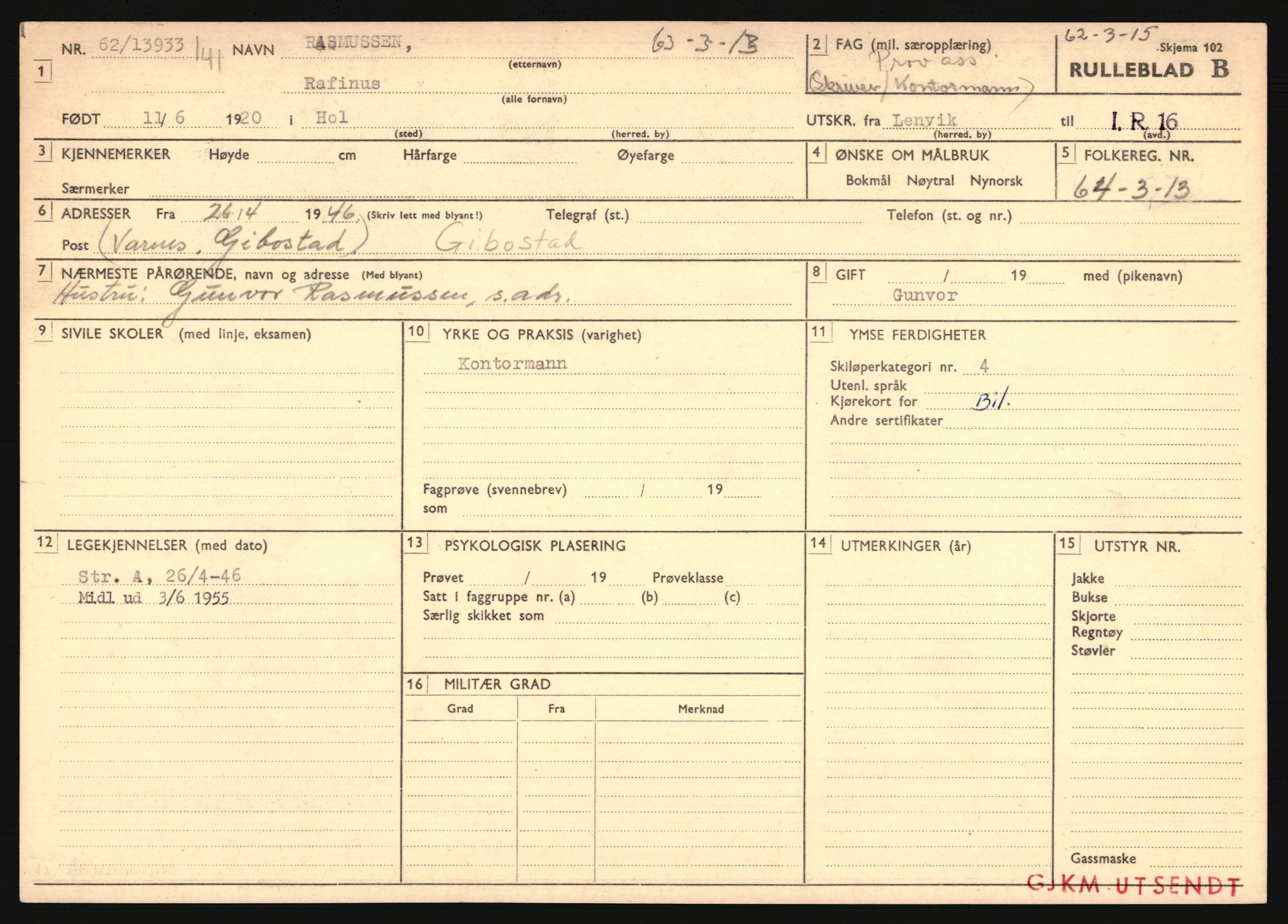 Forsvaret, Troms infanteriregiment nr. 16, AV/RA-RAFA-3146/P/Pa/L0024/0002: Rulleblad / Rulleblad for regimentets menige mannskaper, årsklasse 1941, 1941, p. 426