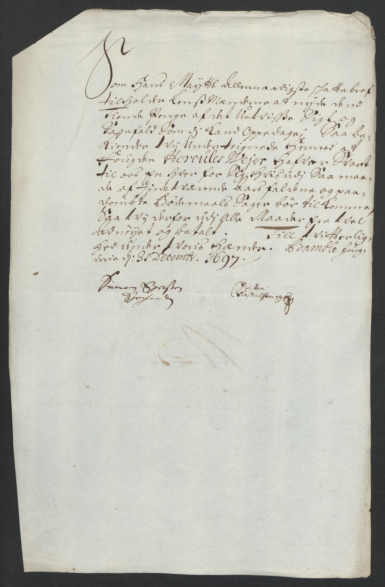 Rentekammeret inntil 1814, Reviderte regnskaper, Fogderegnskap, AV/RA-EA-4092/R36/L2097: Fogderegnskap Øvre og Nedre Telemark og Bamble, 1697, p. 222