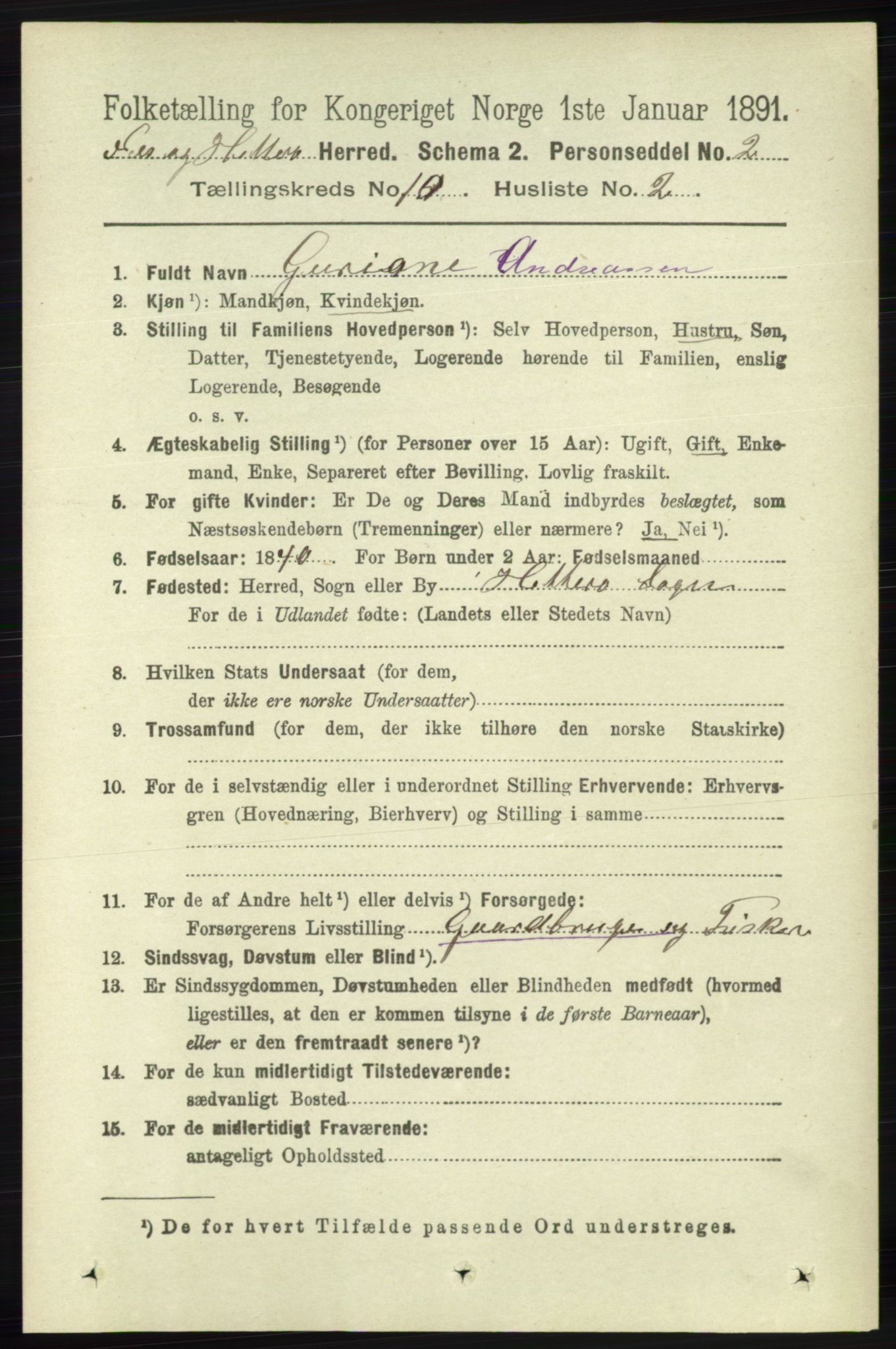 RA, 1891 census for 1043 Hidra og Nes, 1891, p. 4146