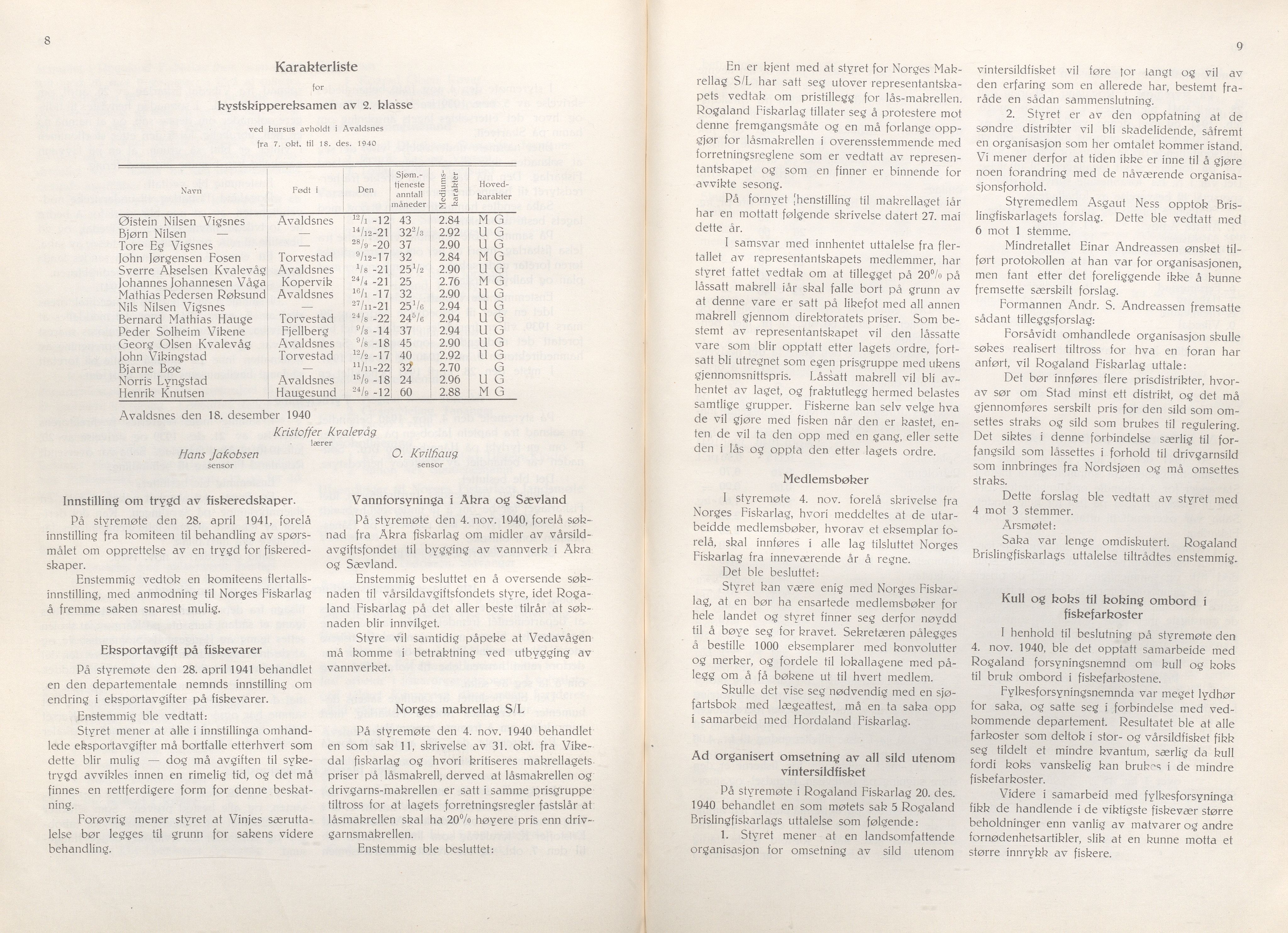 Rogaland fylkeskommune - Fylkesrådmannen , IKAR/A-900/A/Aa/Aaa/L0060: Møtebok , 1941, p. 8-9