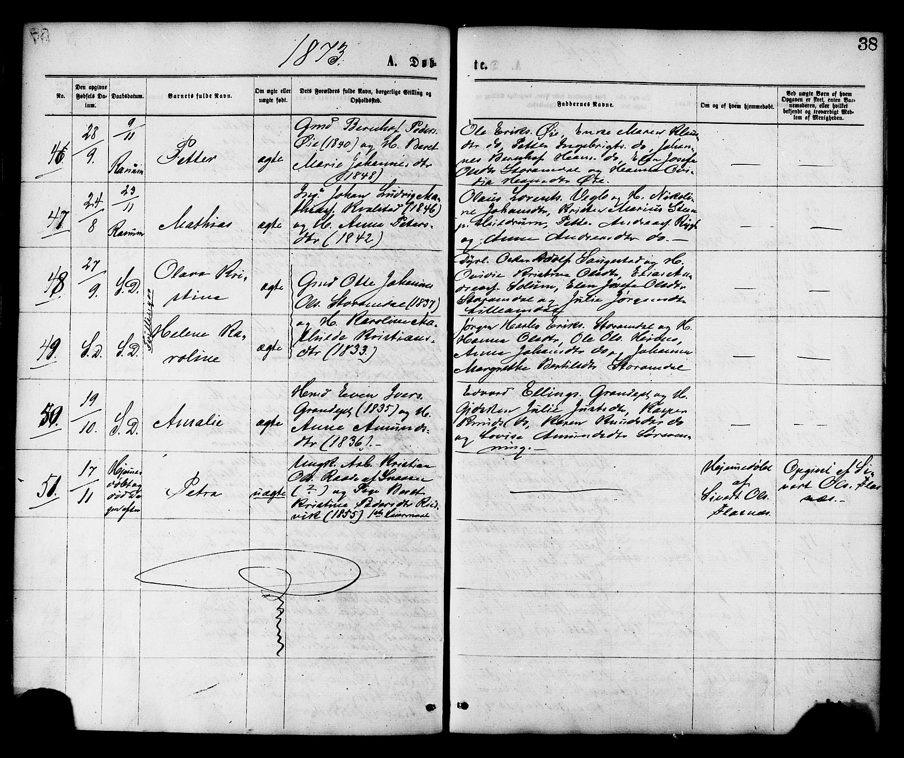 Ministerialprotokoller, klokkerbøker og fødselsregistre - Nord-Trøndelag, SAT/A-1458/764/L0554: Parish register (official) no. 764A09, 1867-1880, p. 38