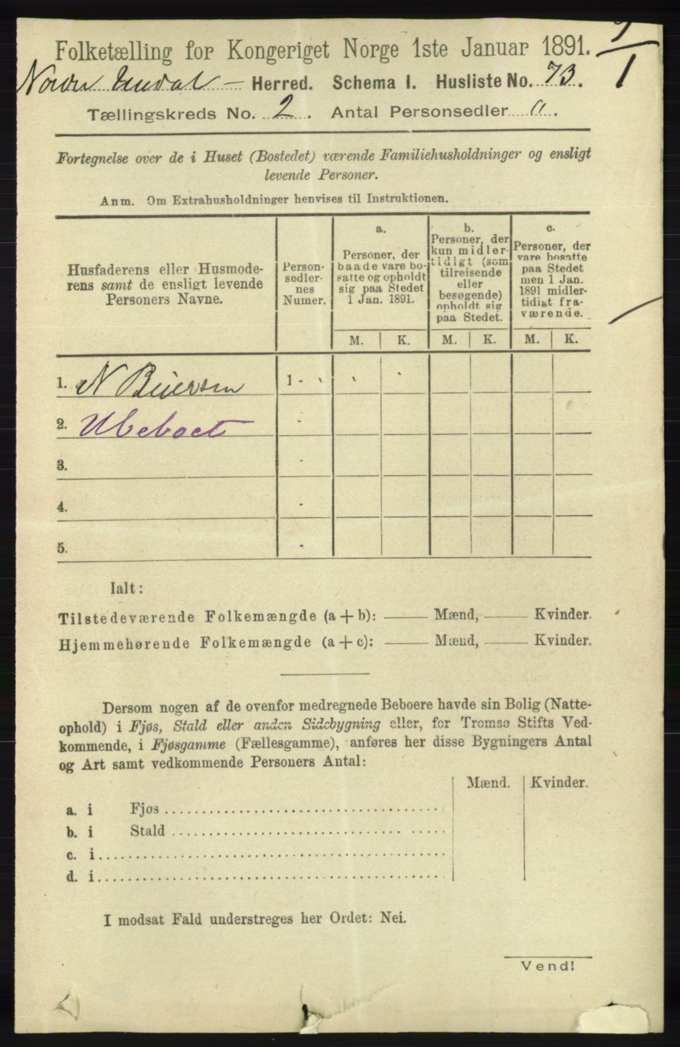 RA, 1891 census for 1028 Nord-Audnedal, 1891, p. 352