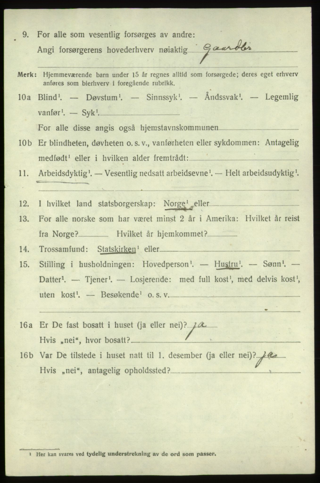 SAB, 1920 census for Fitjar, 1920, p. 2049