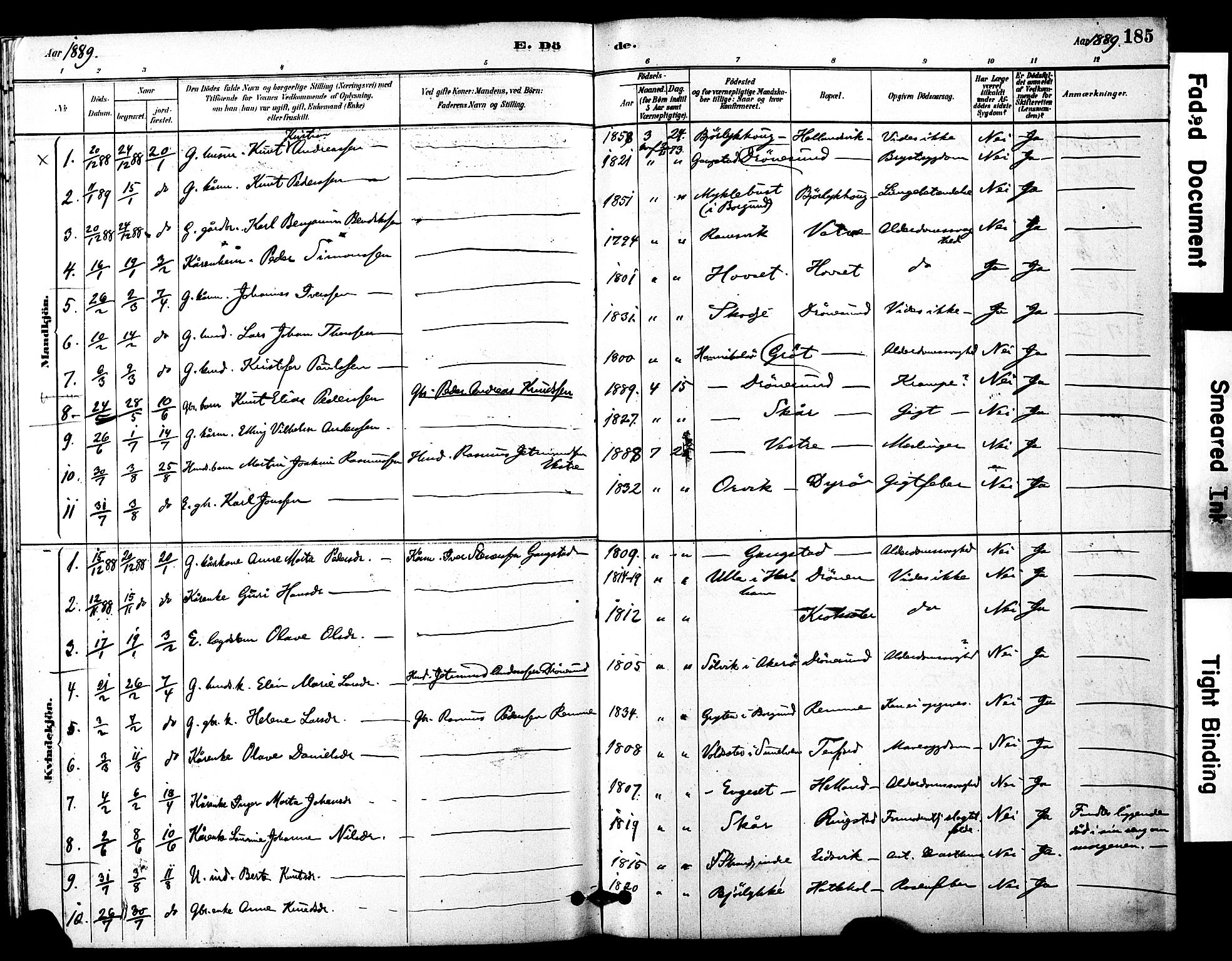 Ministerialprotokoller, klokkerbøker og fødselsregistre - Møre og Romsdal, SAT/A-1454/525/L0374: Parish register (official) no. 525A04, 1880-1899, p. 185