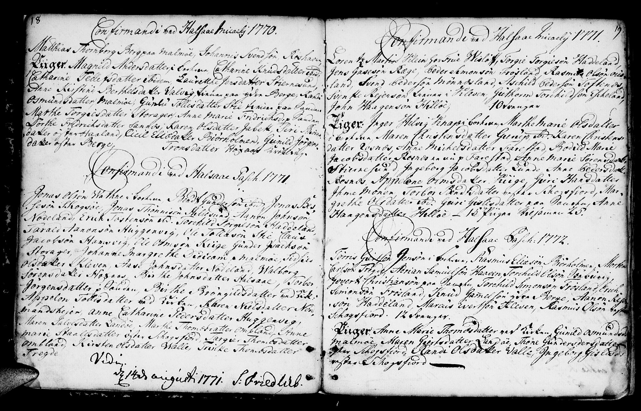 Mandal sokneprestkontor, AV/SAK-1111-0030/F/Fa/Faa/L0004: Parish register (official) no. A 4, 1745-1817, p. 18-19