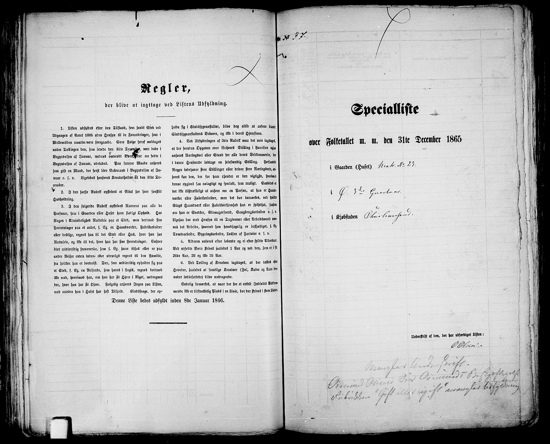 RA, 1865 census for Kristiansand, 1865, p. 87