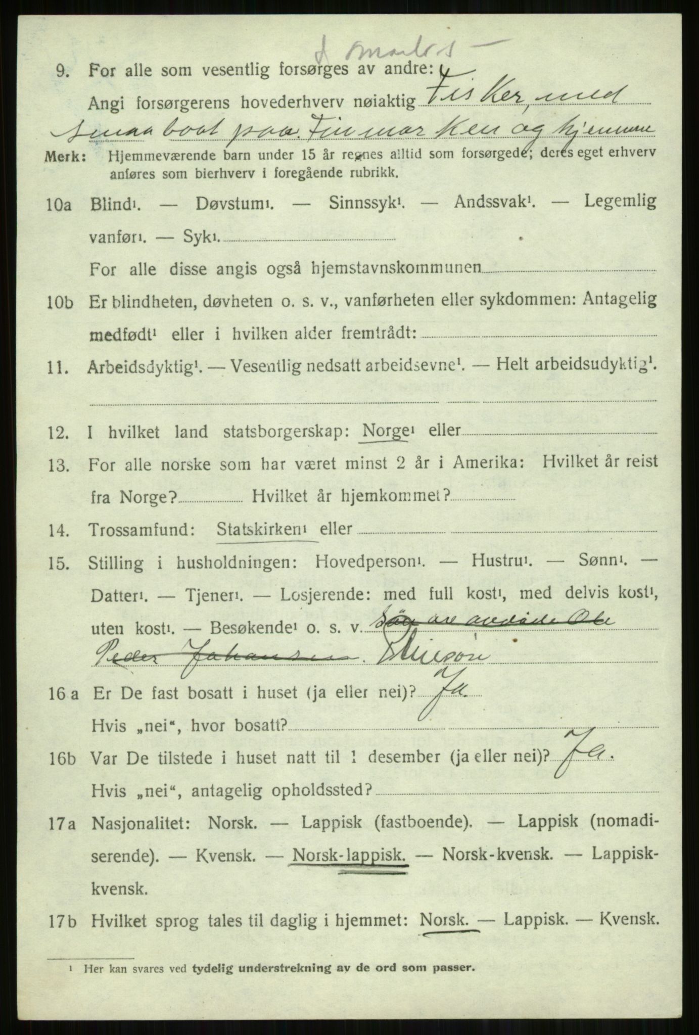 SATØ, 1920 census for Skjervøy, 1920, p. 4990