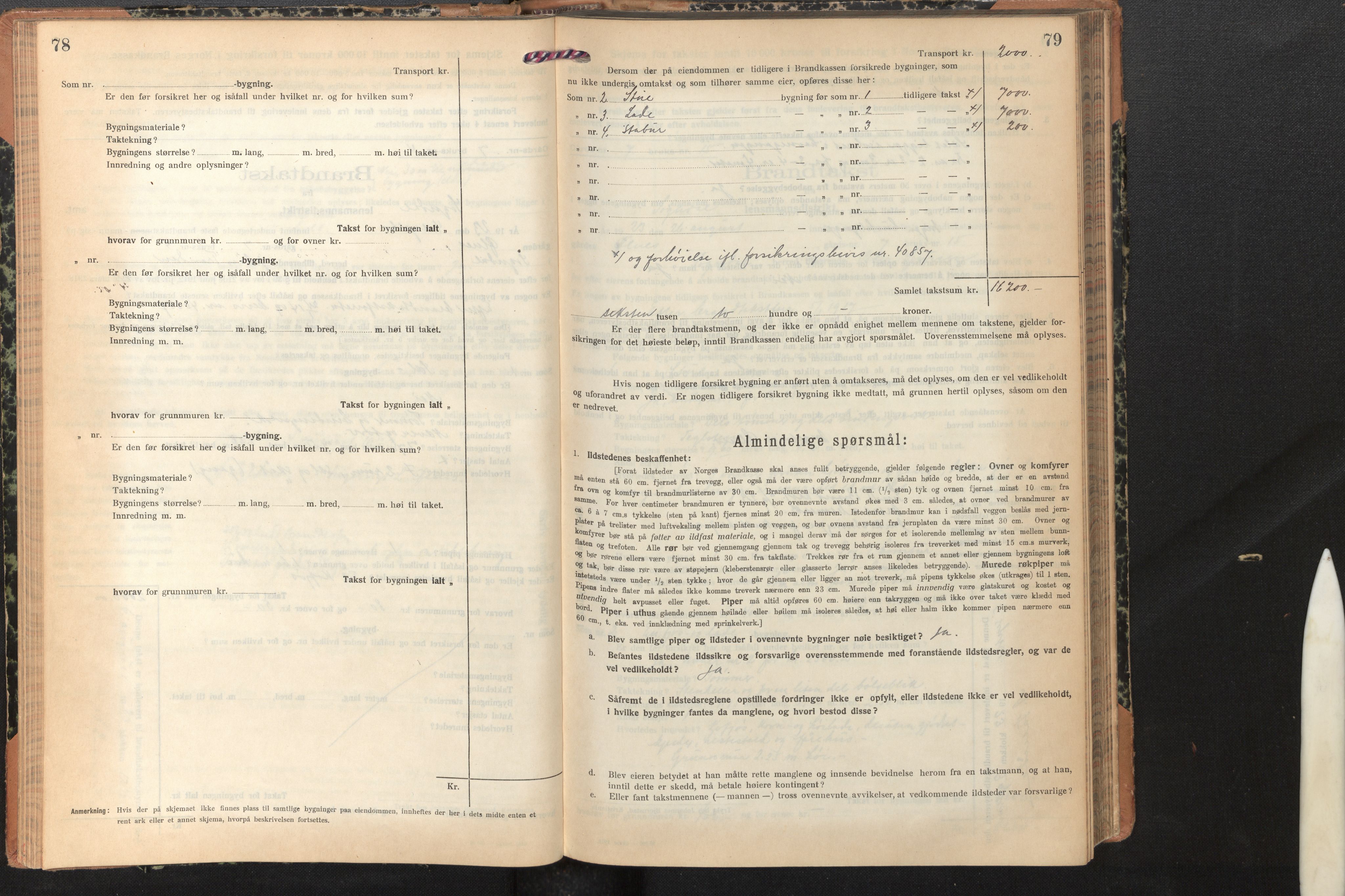 Lensmannen i Sogndal, AV/SAB-A-29901/0012/L0012: Branntakstprotokoll, skjematakst, 1922-1931, p. 78-79