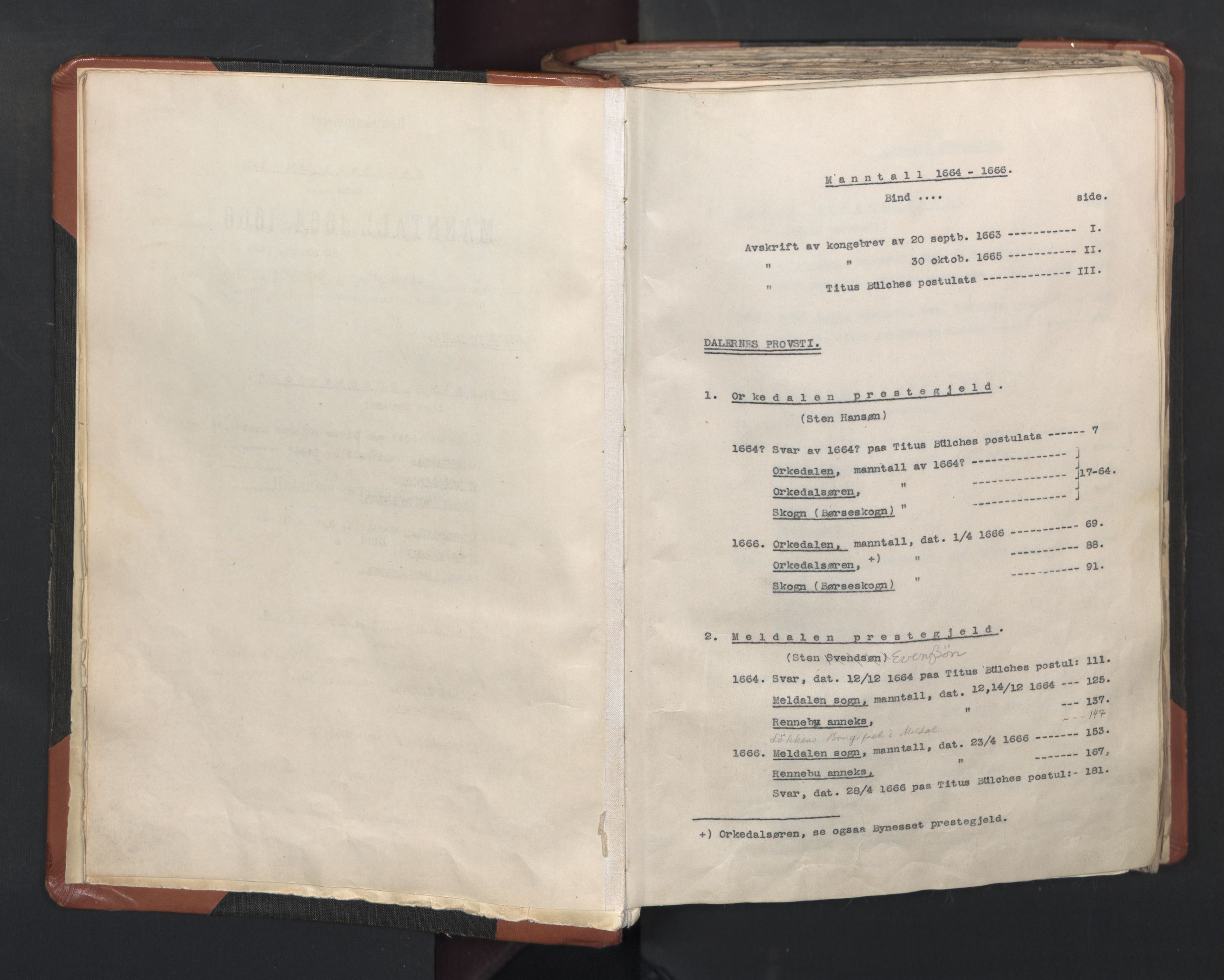 RA, Vicar's Census 1664-1666, no. 31: Dalane deanery, 1664-1666