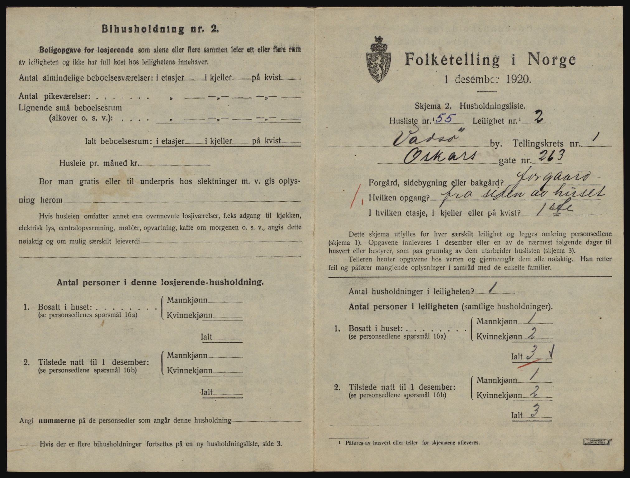 SATØ, 1920 census for Vadsø, 1920, p. 720