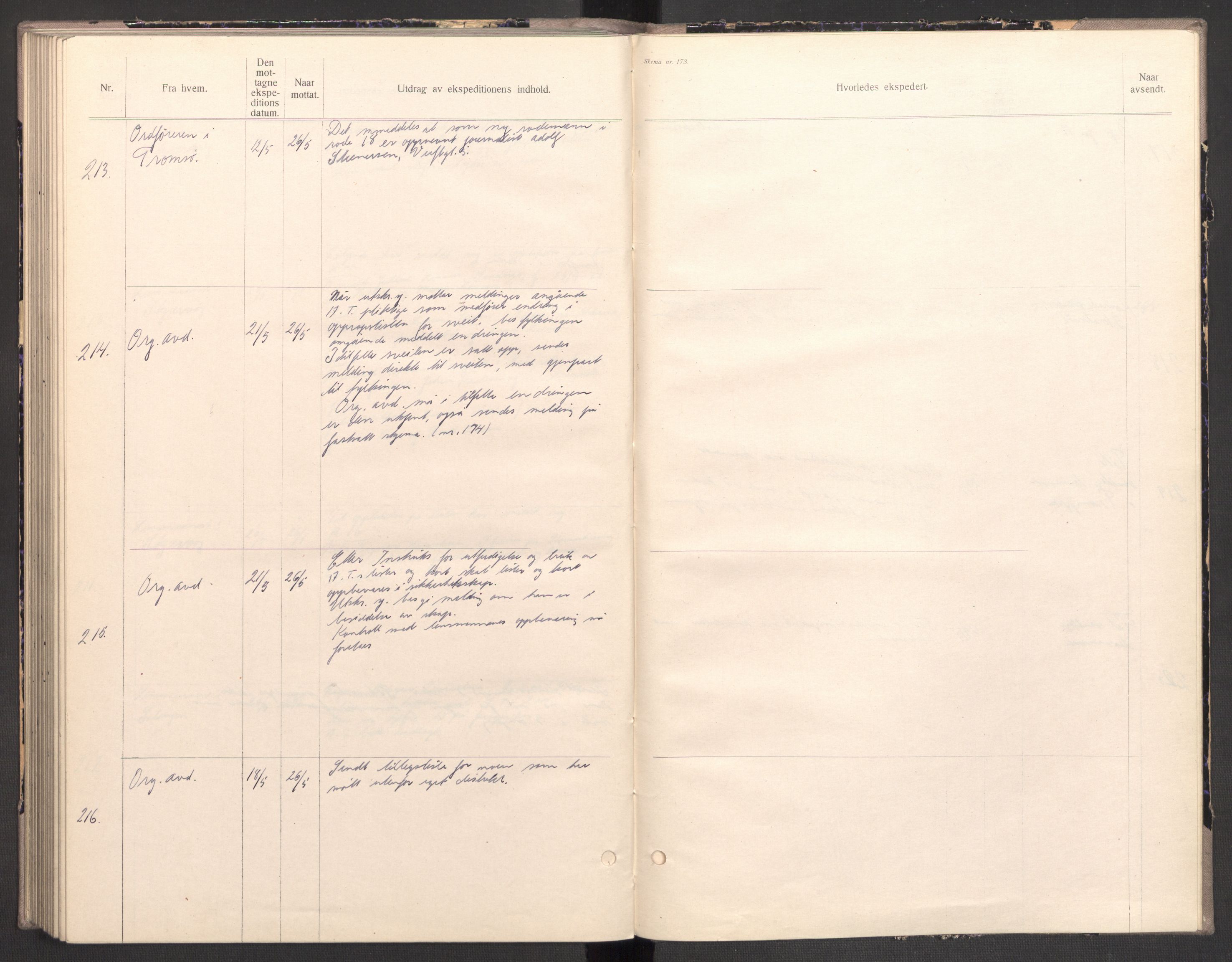 Norges arbeidstjeneste, AV/RA-S-5014/C/Ca/L0001: Journal for utskrivning Nordland og Troms, 1940-1942, p. 189