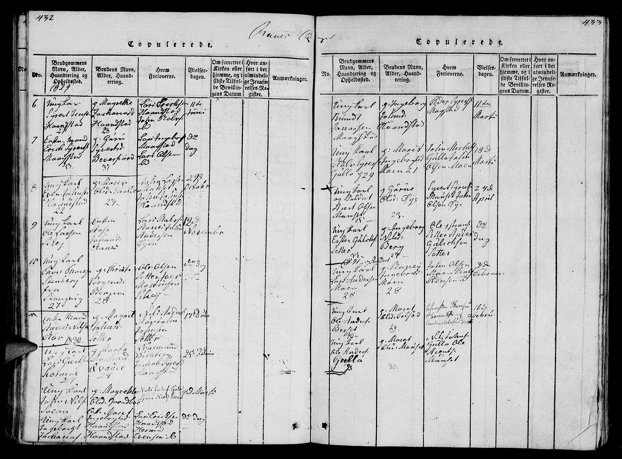 Ministerialprotokoller, klokkerbøker og fødselsregistre - Møre og Romsdal, AV/SAT-A-1454/595/L1050: Parish register (copy) no. 595C02, 1819-1834, p. 432-433