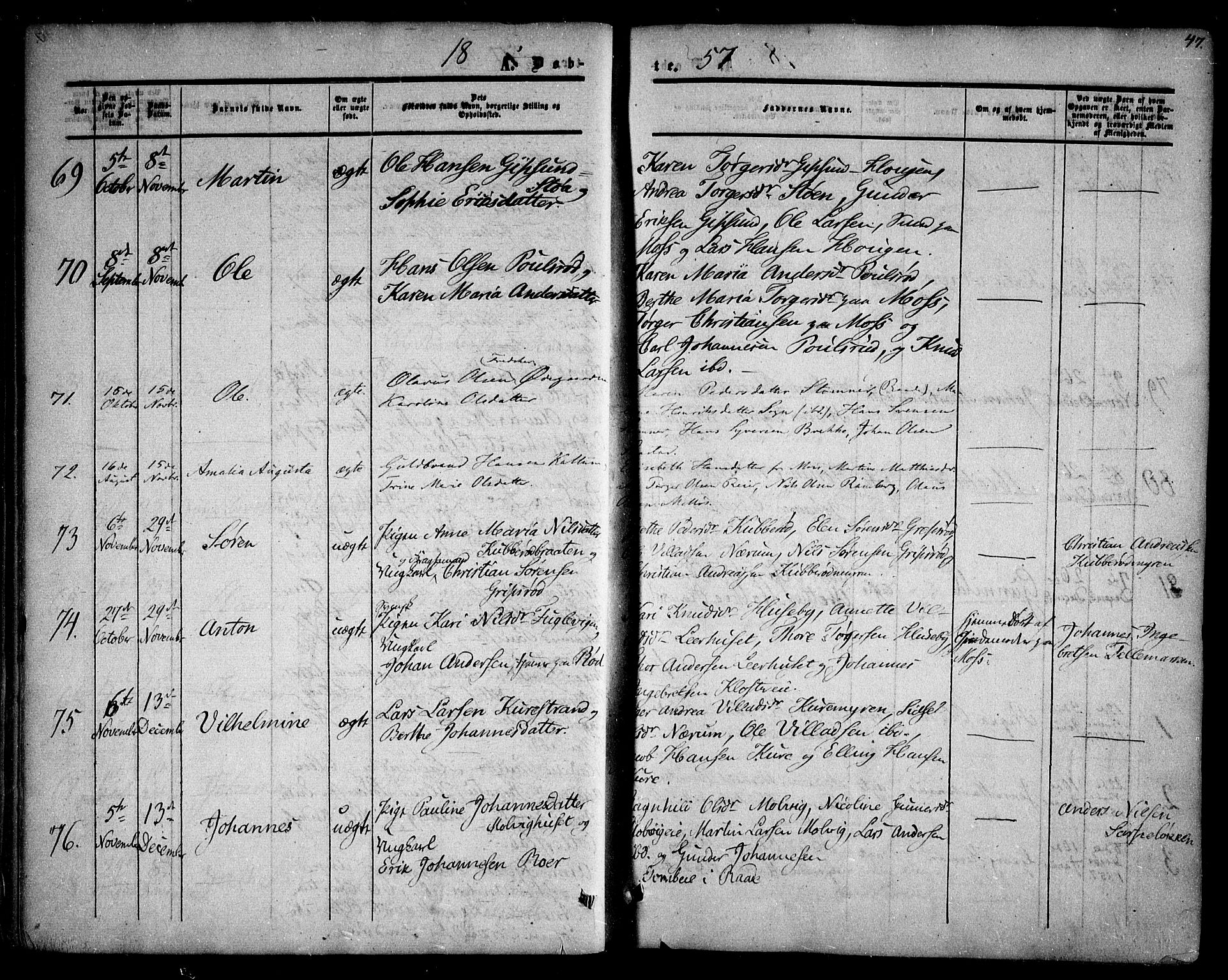 Rygge prestekontor Kirkebøker, AV/SAO-A-10084b/F/Fa/L0005: Parish register (official) no. 5, 1852-1871, p. 47