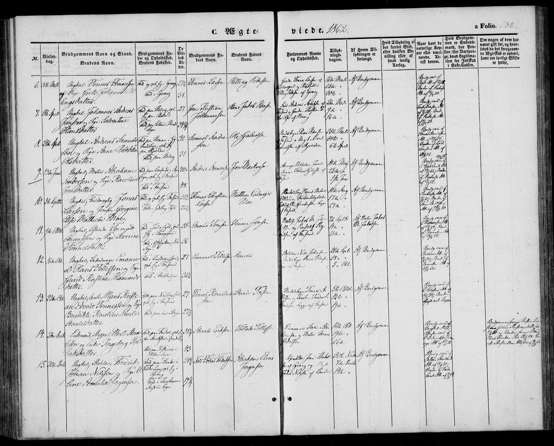 Farsund sokneprestkontor, AV/SAK-1111-0009/F/Fa/L0004: Parish register (official) no. A 4, 1847-1863, p. 132