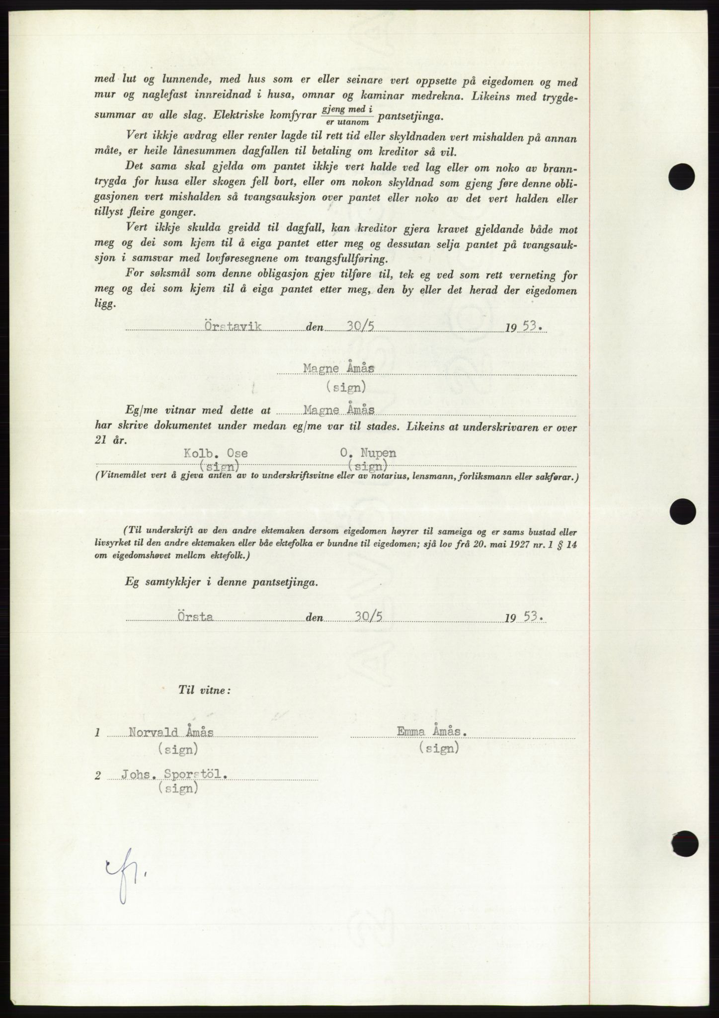 Søre Sunnmøre sorenskriveri, SAT/A-4122/1/2/2C/L0123: Mortgage book no. 11B, 1953-1953, Diary no: : 2231/1953