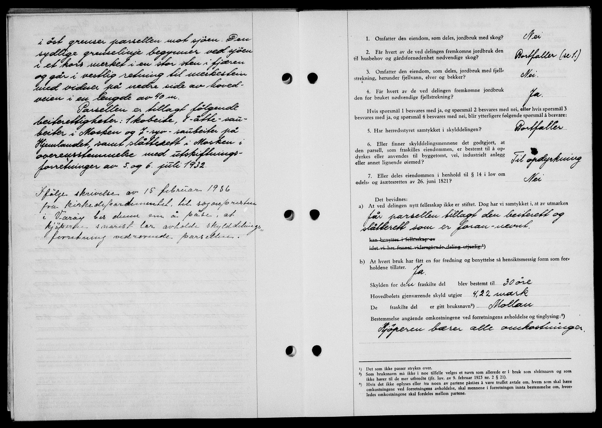 Lofoten sorenskriveri, SAT/A-0017/1/2/2C/L0033b: Mortgage book no. 33b, 1936-1936, Diary no: : 1029/1936