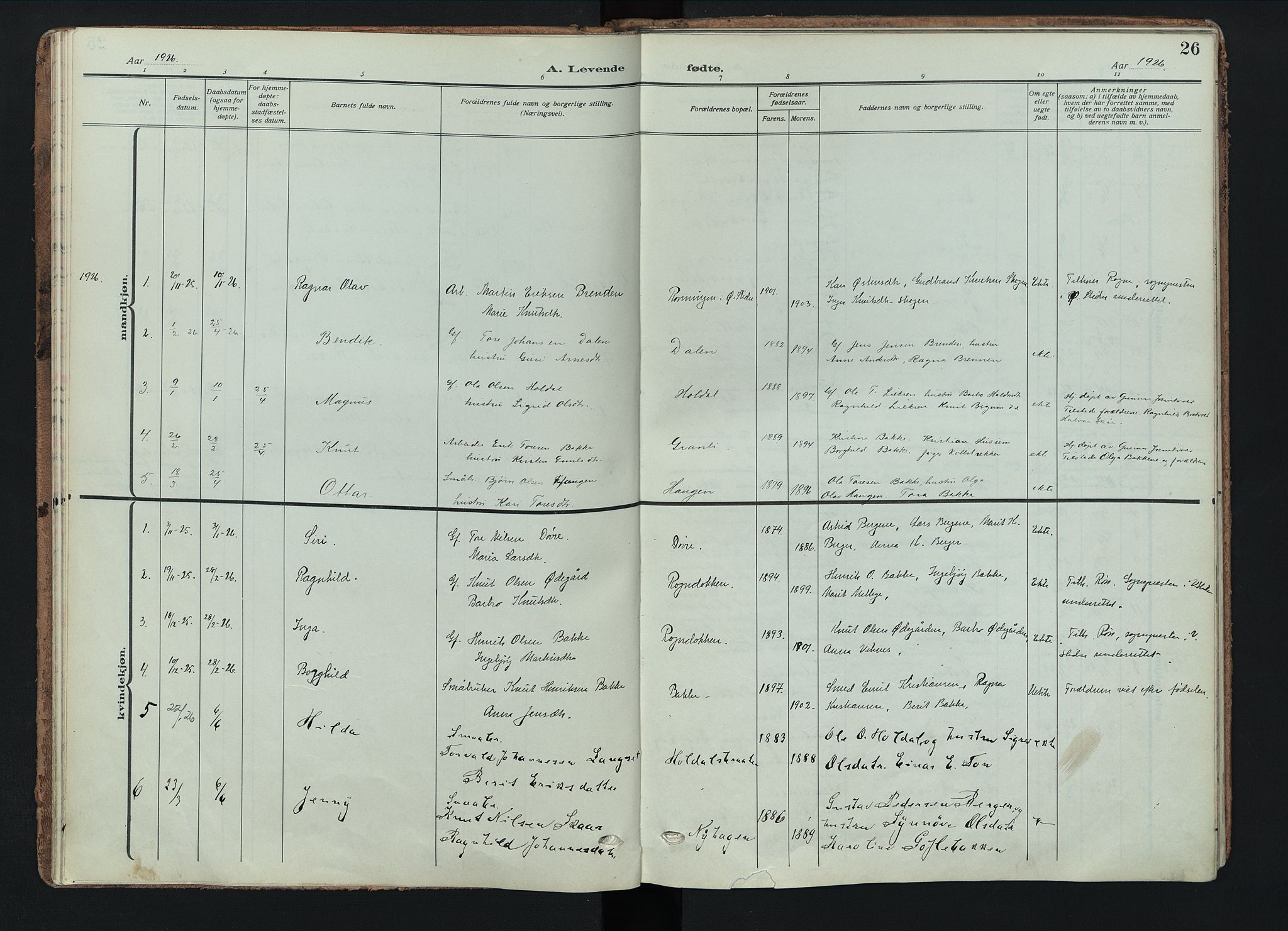 Nord-Aurdal prestekontor, AV/SAH-PREST-132/H/Ha/Haa/L0018: Parish register (official) no. 18, 1915-1935, p. 26