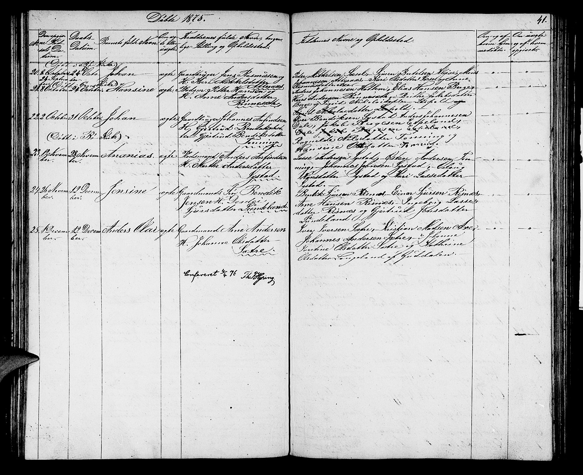 Hyllestad sokneprestembete, AV/SAB-A-80401: Parish register (copy) no. A 1, 1853-1875, p. 41