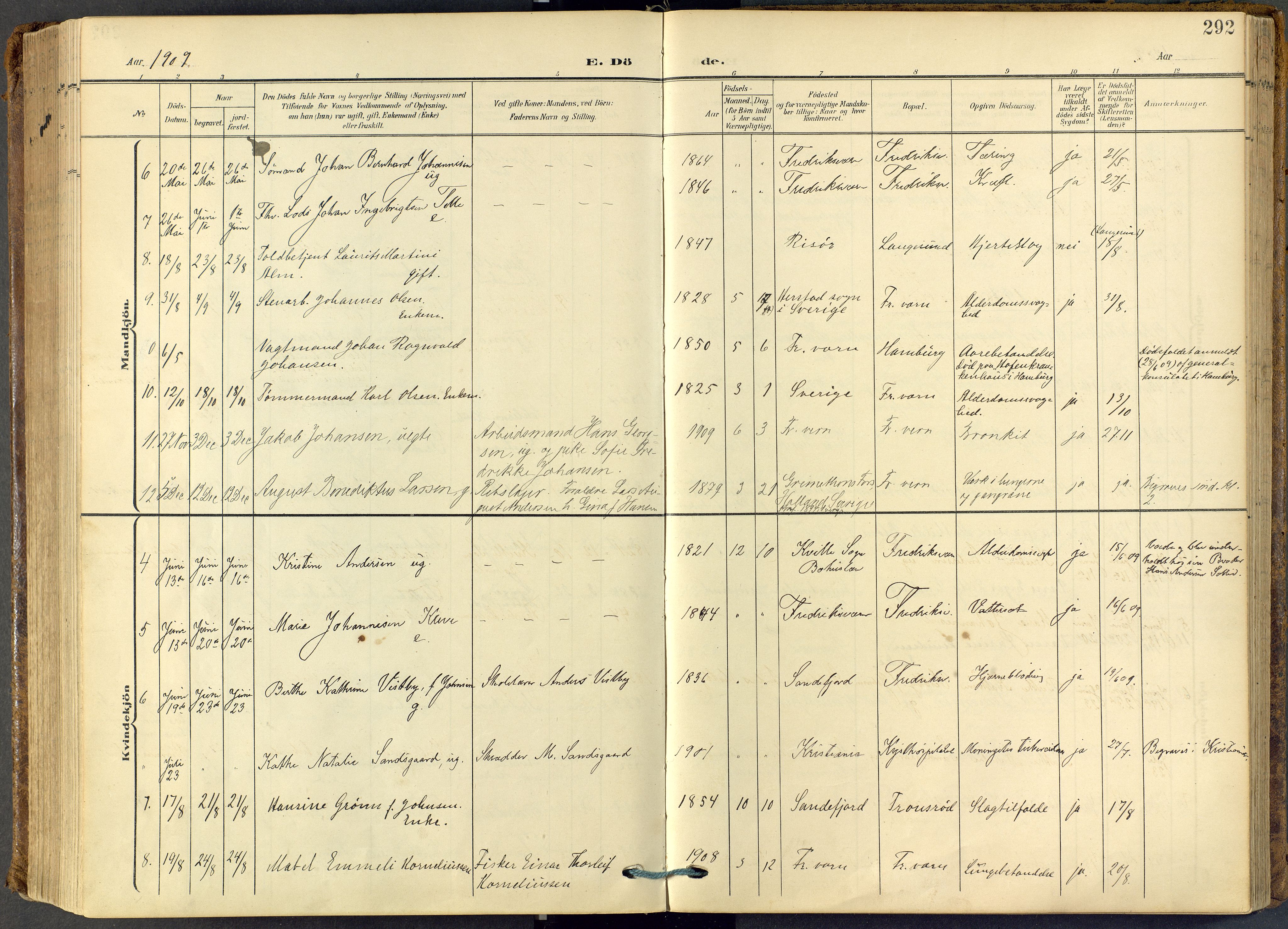 Stavern kirkebøker, SAKO/A-318/F/Fa/L0009: Parish register (official) no. 9, 1906-1955, p. 292