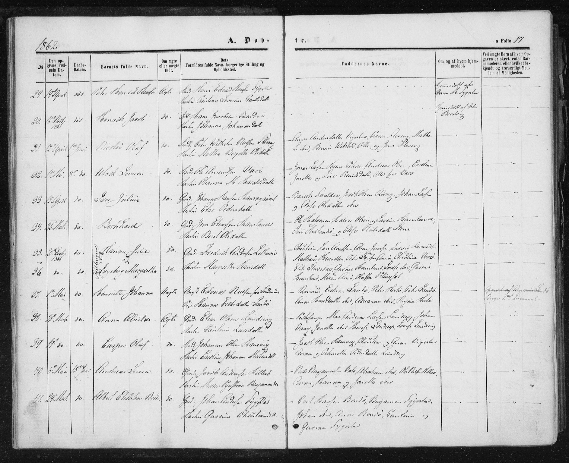 Ministerialprotokoller, klokkerbøker og fødselsregistre - Nord-Trøndelag, SAT/A-1458/784/L0670: Parish register (official) no. 784A05, 1860-1876, p. 17