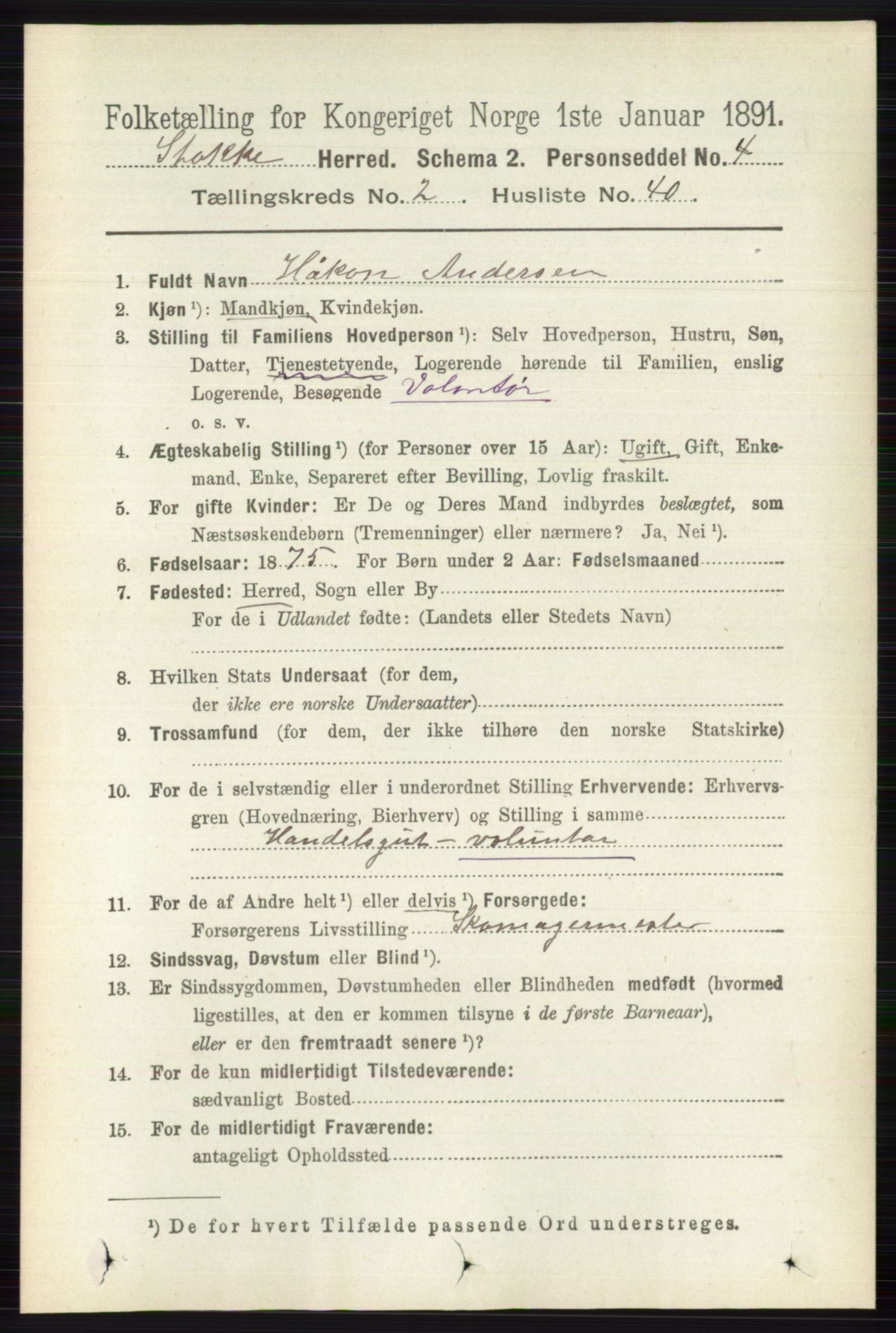 RA, 1891 census for 0720 Stokke, 1891, p. 1214