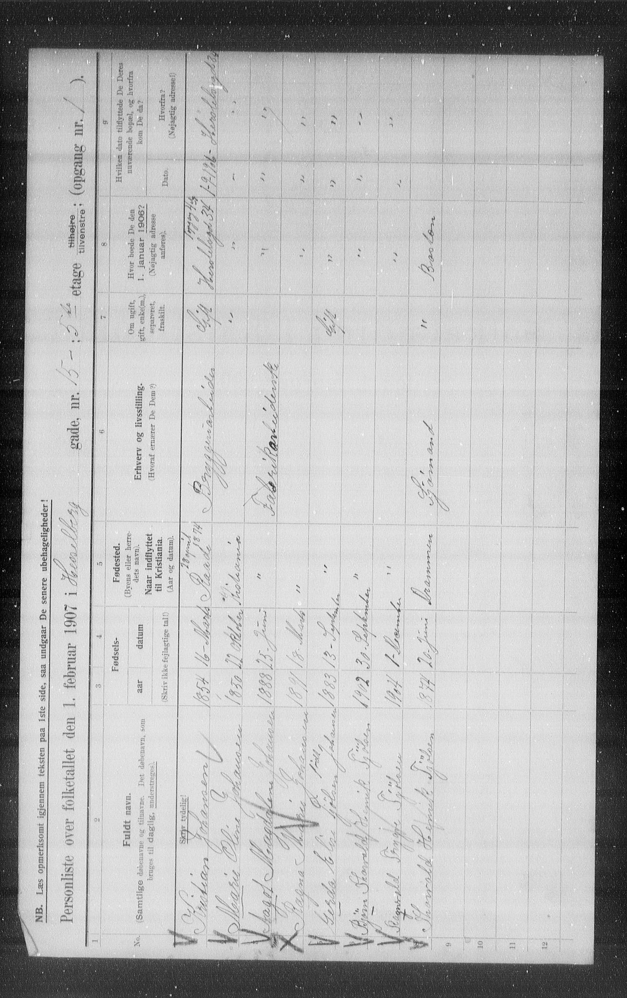 OBA, Municipal Census 1907 for Kristiania, 1907, p. 20621