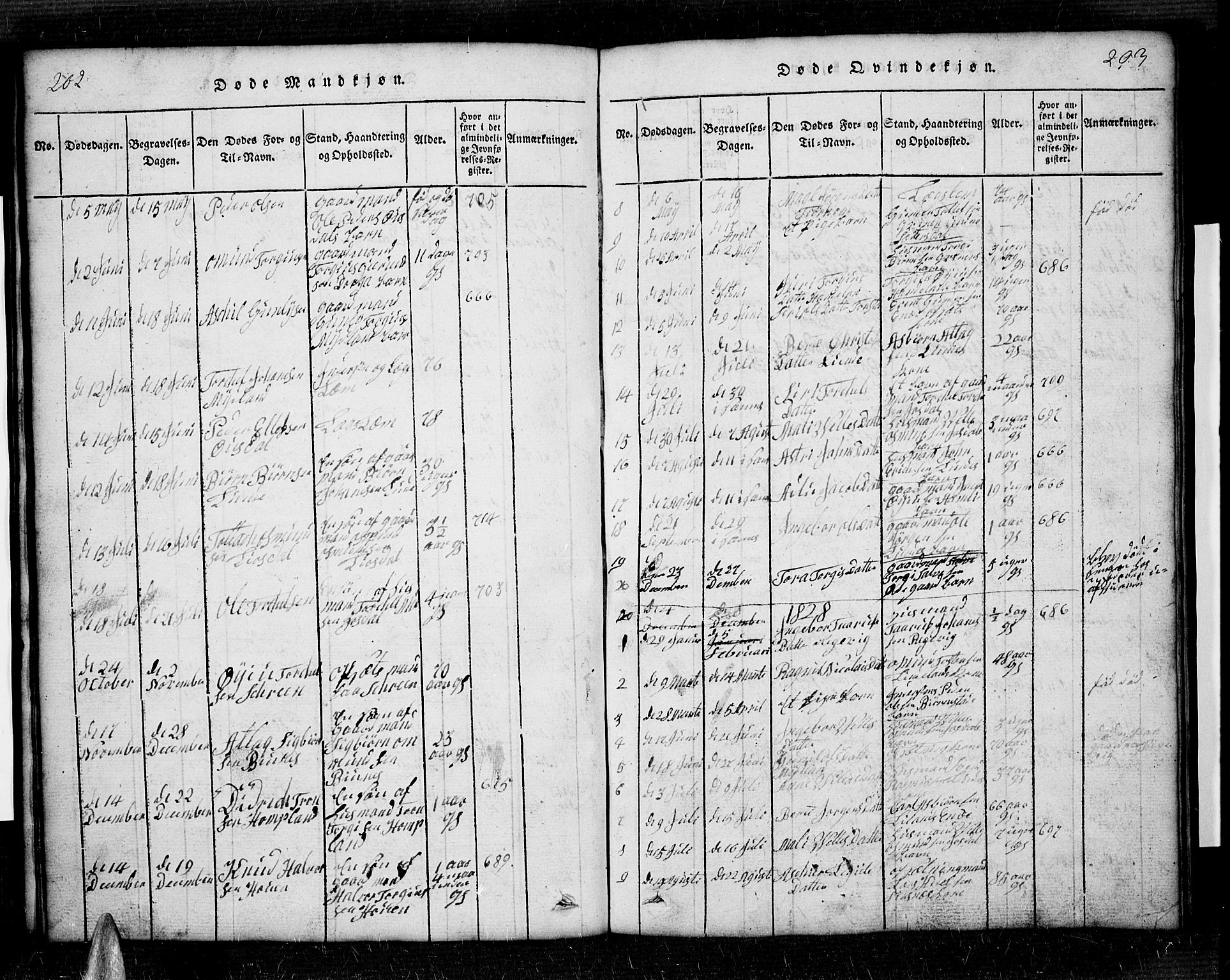 Sirdal sokneprestkontor, AV/SAK-1111-0036/F/Fb/Fbb/L0001: Parish register (copy) no. B 1, 1815-1834, p. 202-203