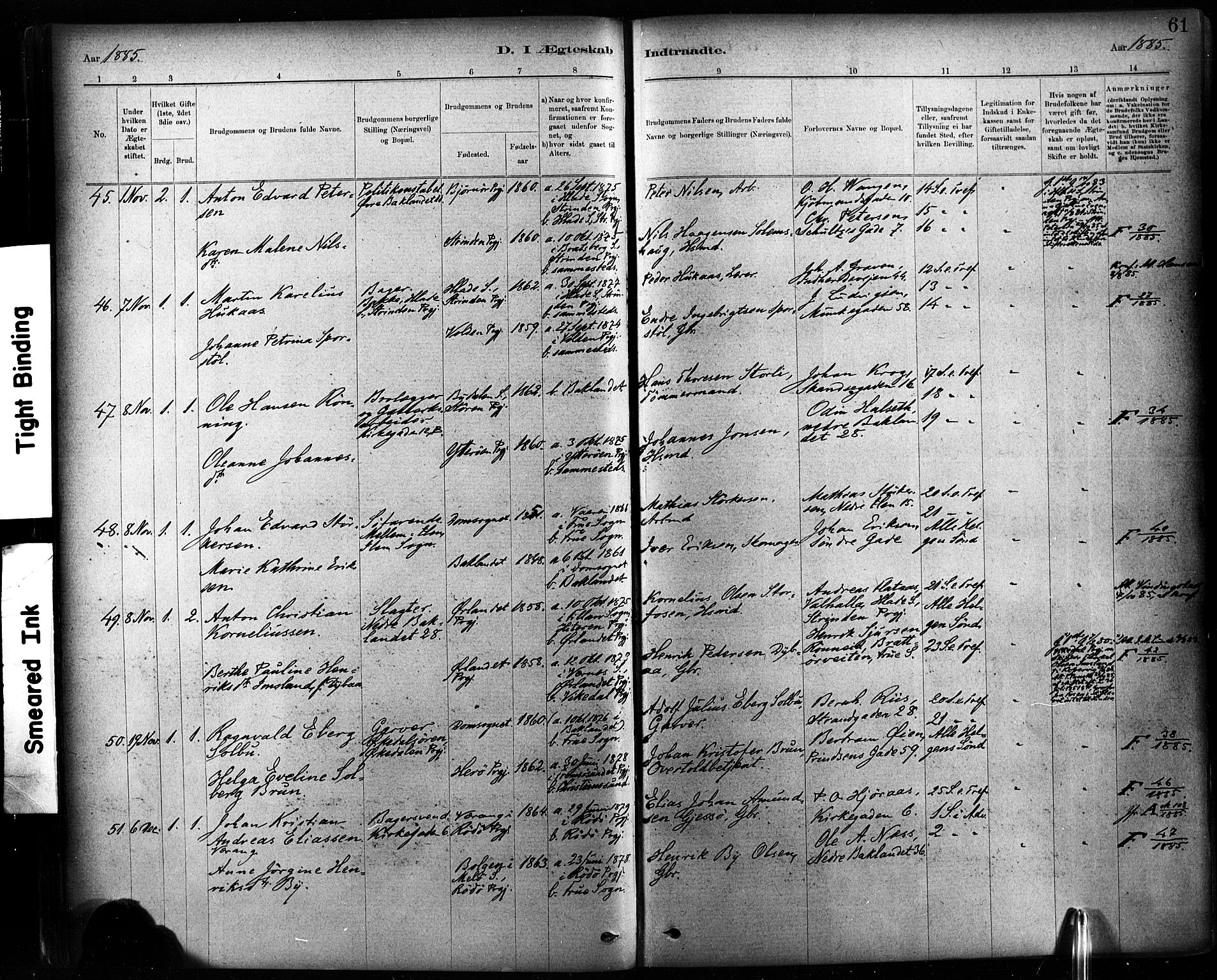 Ministerialprotokoller, klokkerbøker og fødselsregistre - Sør-Trøndelag, AV/SAT-A-1456/604/L0189: Parish register (official) no. 604A10, 1878-1892, p. 61