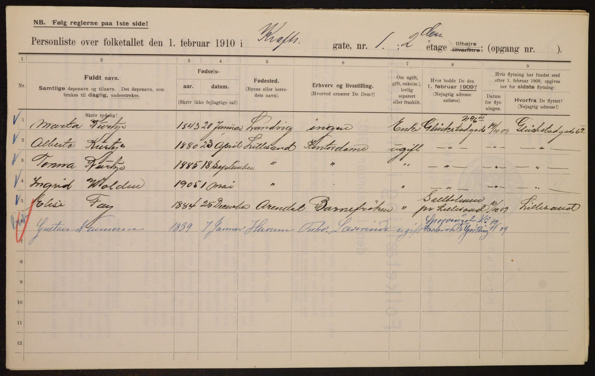 OBA, Municipal Census 1910 for Kristiania, 1910, p. 52343