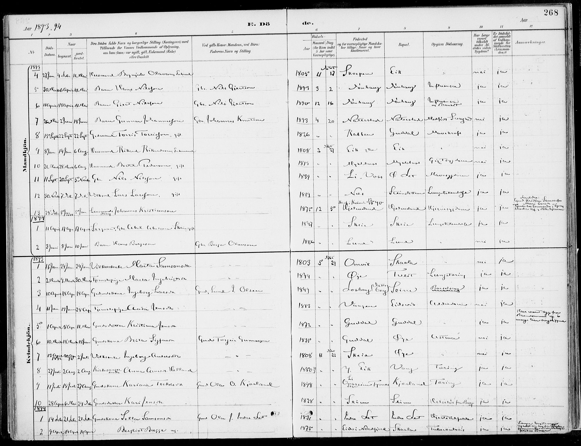 Kvinnherad sokneprestembete, SAB/A-76401/H/Haa: Parish register (official) no. B  1, 1887-1921, p. 268