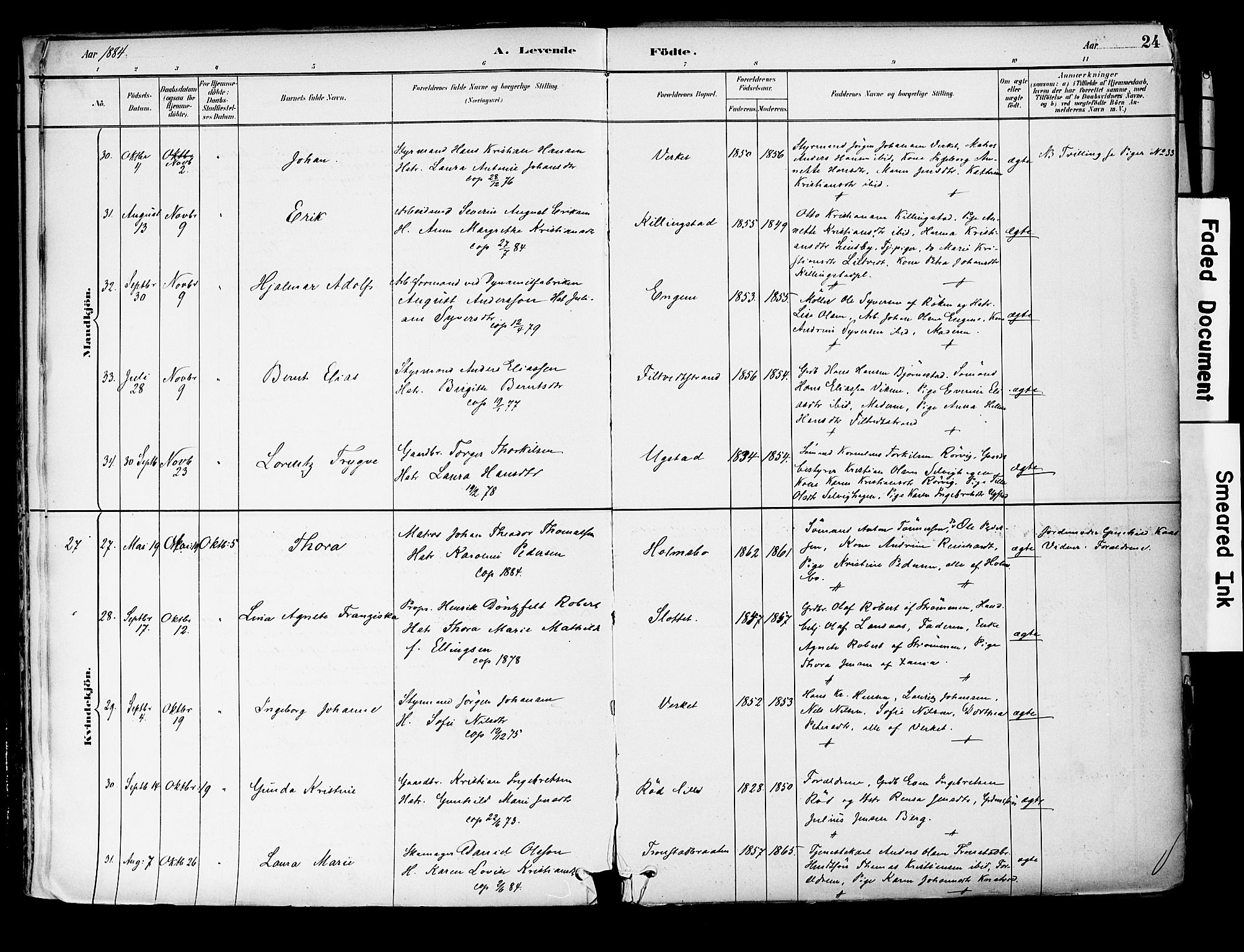 Hurum kirkebøker, AV/SAKO-A-229/F/Fa/L0014: Parish register (official) no. 14, 1882-1895, p. 24