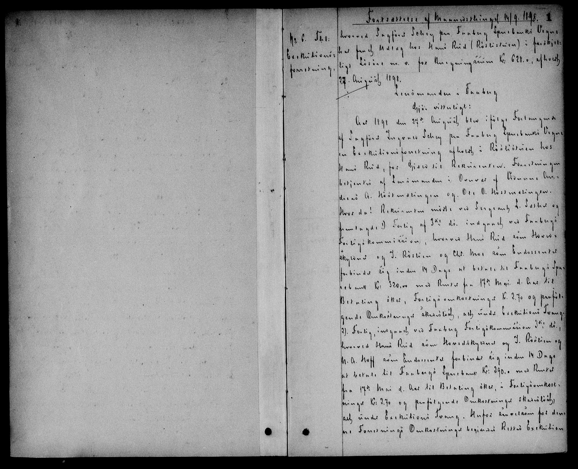 Sør-Gudbrandsdal tingrett, AV/SAH-TING-004/H/Hb/Hba/L0023: Mortgage book no. I 23, 1898-1901, p. 1