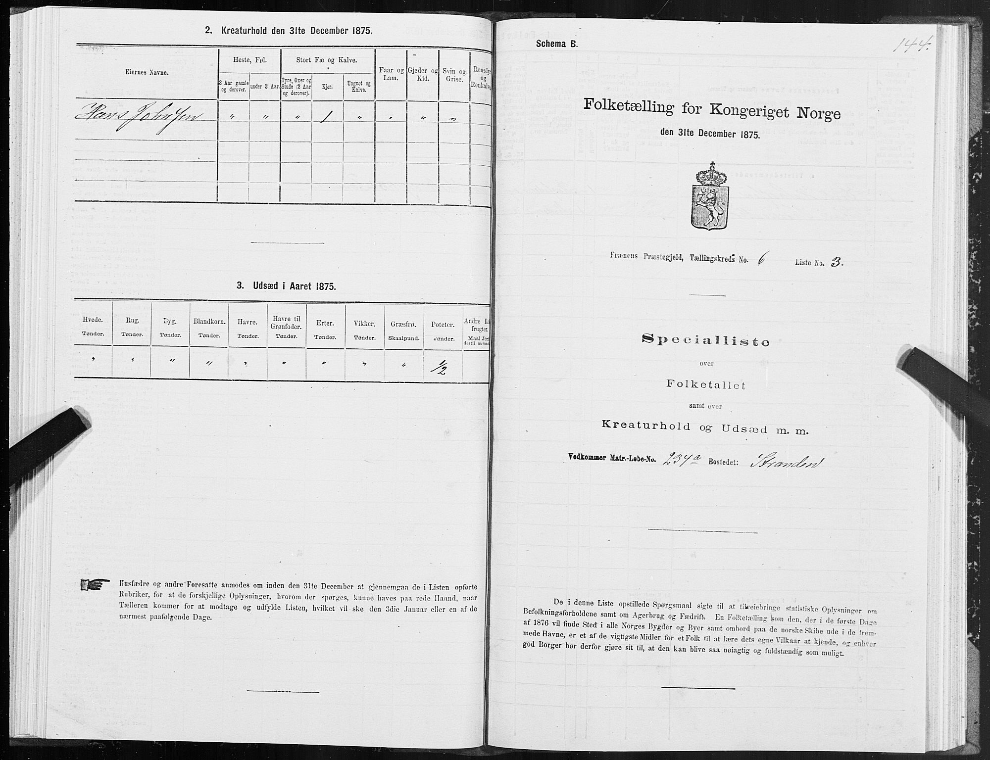 SAT, 1875 census for 1548P Fræna, 1875, p. 3144