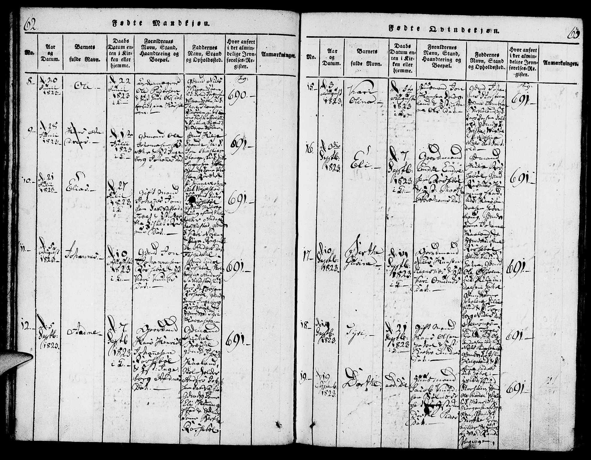 Torvastad sokneprestkontor, SAST/A -101857/H/Ha/Haa/L0004: Parish register (official) no. A 4, 1817-1836, p. 62-63