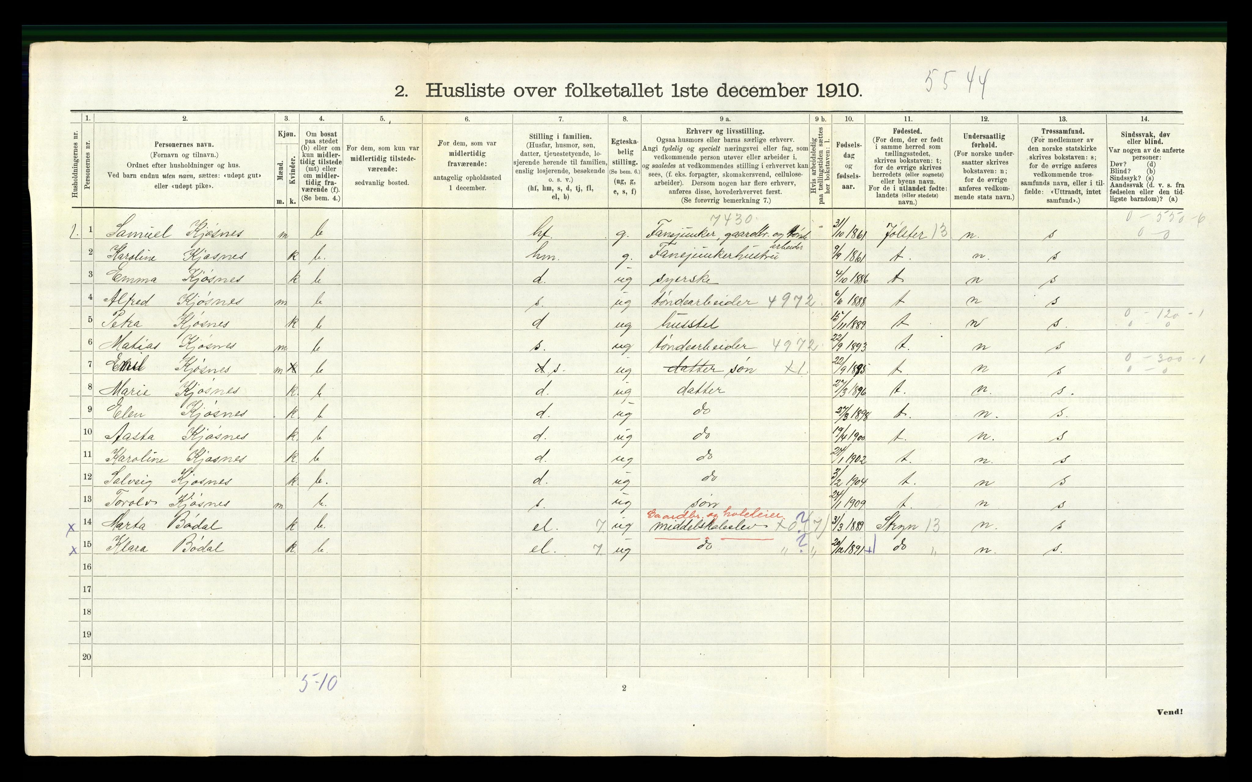 RA, 1910 census for Eid, 1910, p. 674