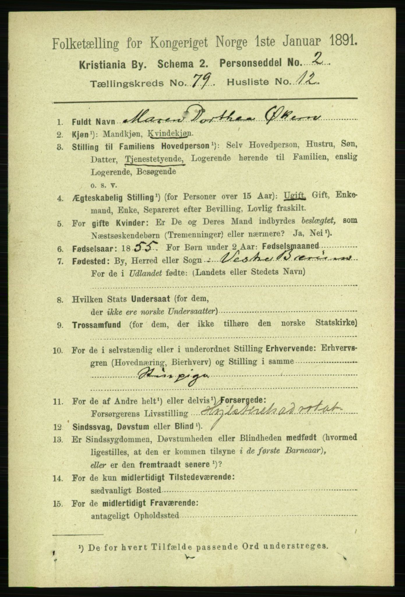 RA, 1891 census for 0301 Kristiania, 1891, p. 41233