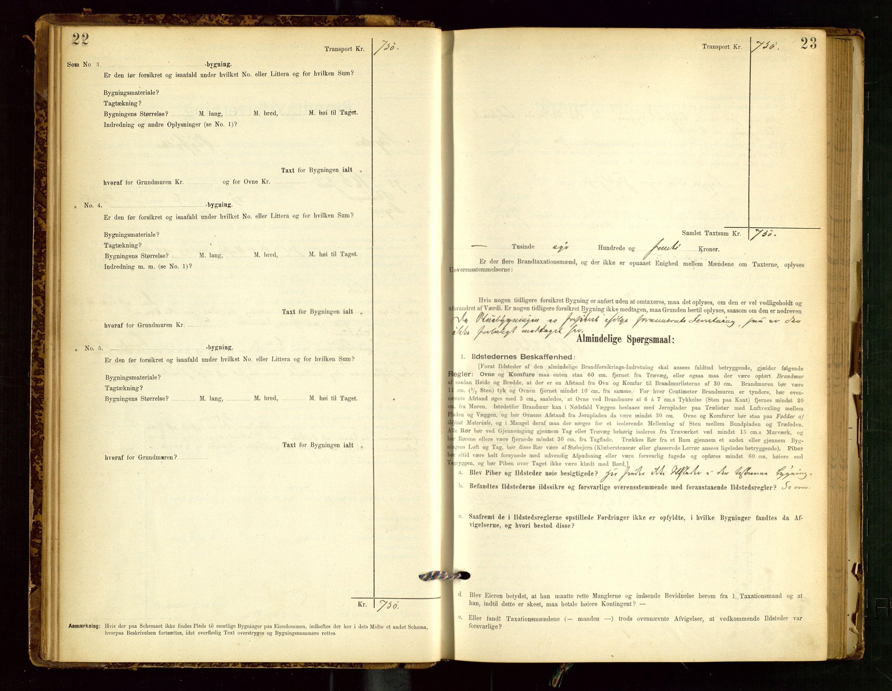 Skjold lensmannskontor, AV/SAST-A-100182/Gob/L0001: "Brandtaxationsprotokol for Skjold Lensmandsdistrikt Ryfylke Fogderi", 1894-1939, p. 22-23
