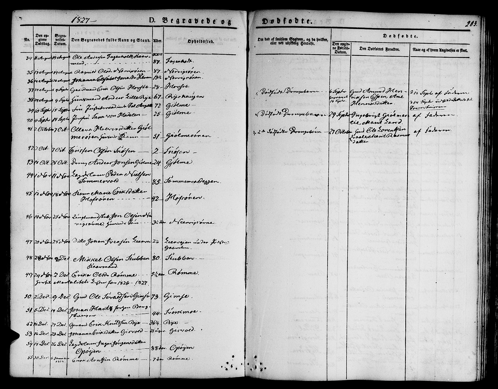 Ministerialprotokoller, klokkerbøker og fødselsregistre - Sør-Trøndelag, SAT/A-1456/668/L0804: Parish register (official) no. 668A04, 1826-1839, p. 203