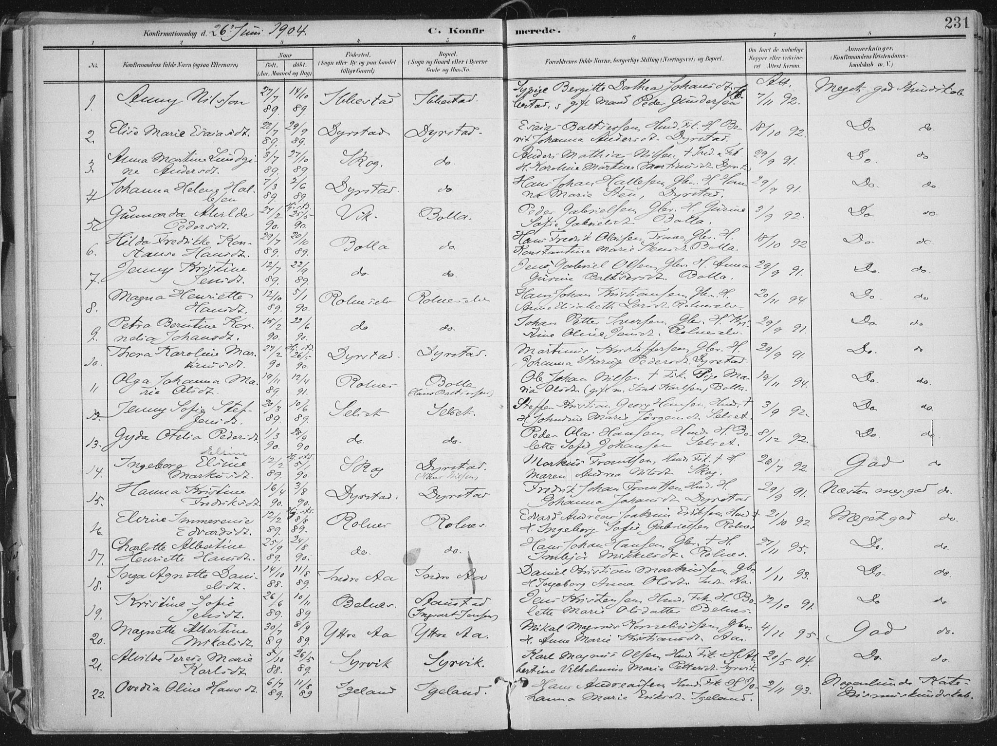 Ibestad sokneprestembete, AV/SATØ-S-0077/H/Ha/Haa/L0017kirke: Parish register (official) no. 17, 1901-1914, p. 231