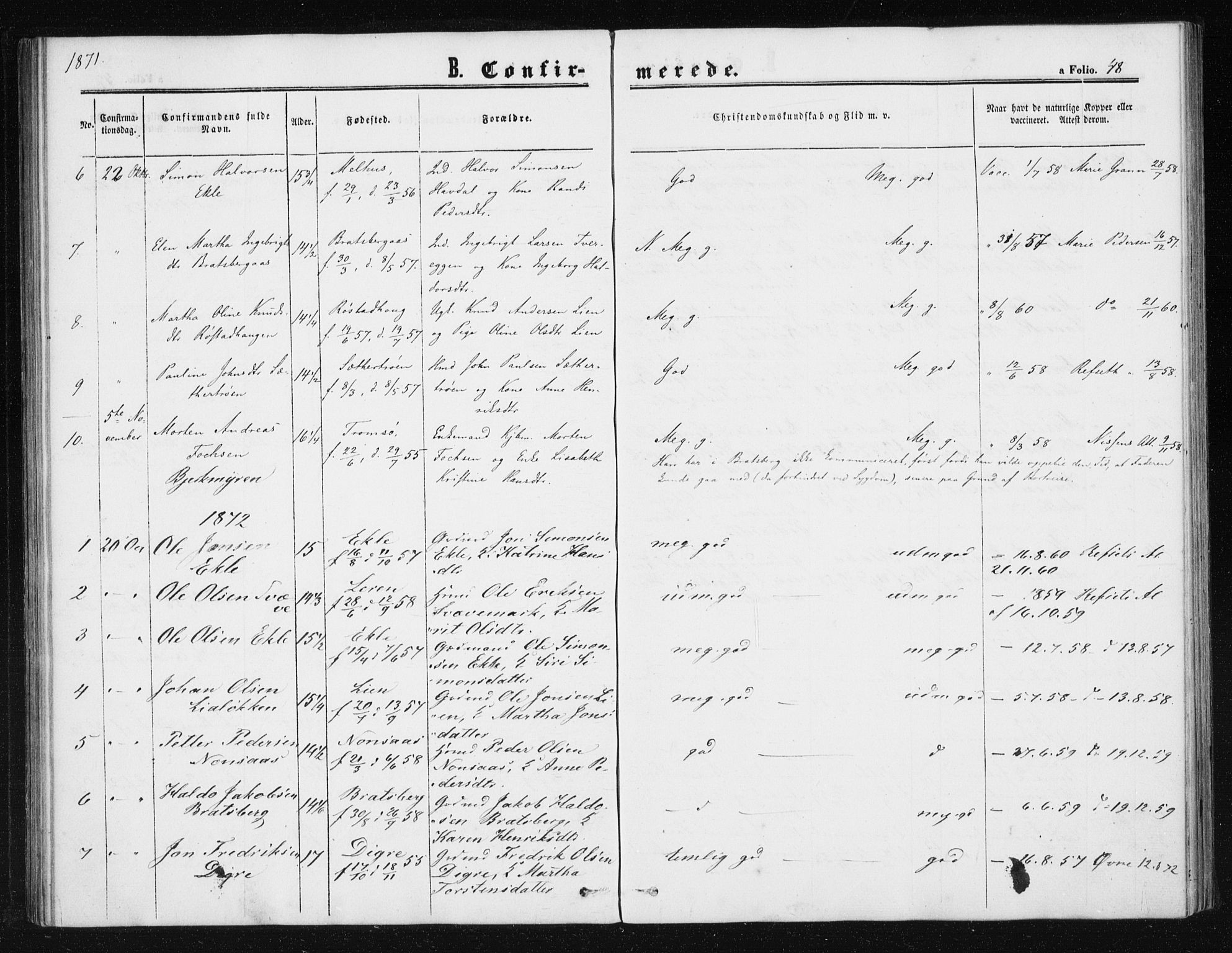 Ministerialprotokoller, klokkerbøker og fødselsregistre - Sør-Trøndelag, SAT/A-1456/608/L0333: Parish register (official) no. 608A02, 1862-1876, p. 48