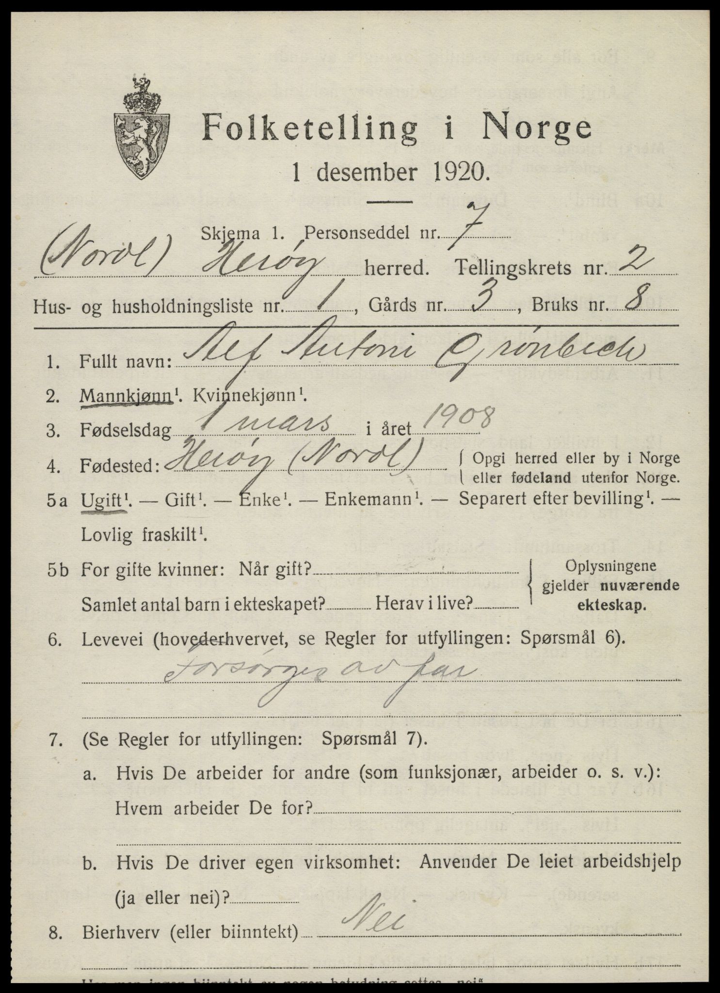 SAT, 1920 census for Herøy, 1920, p. 1326