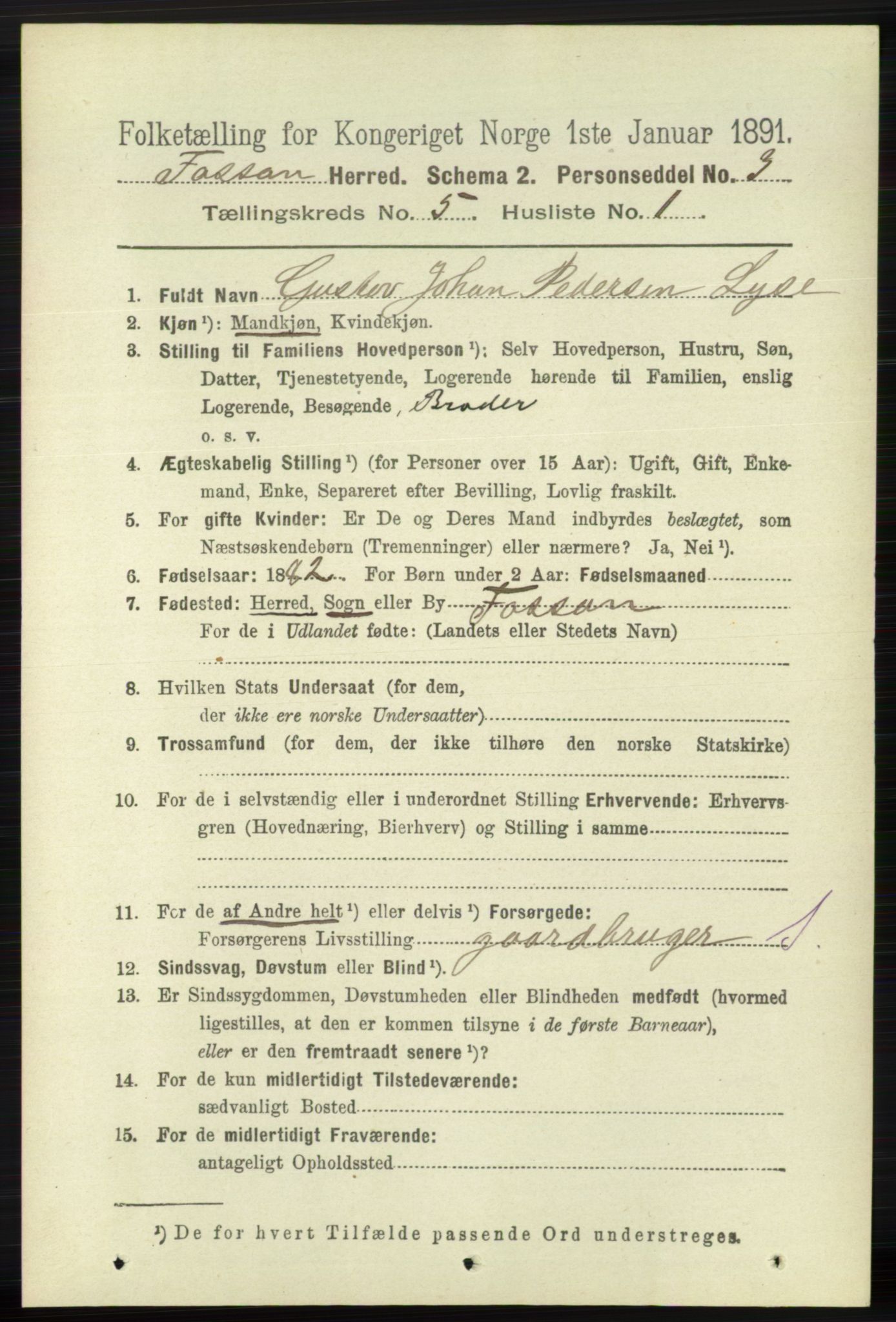 RA, 1891 census for 1129 Forsand, 1891, p. 759