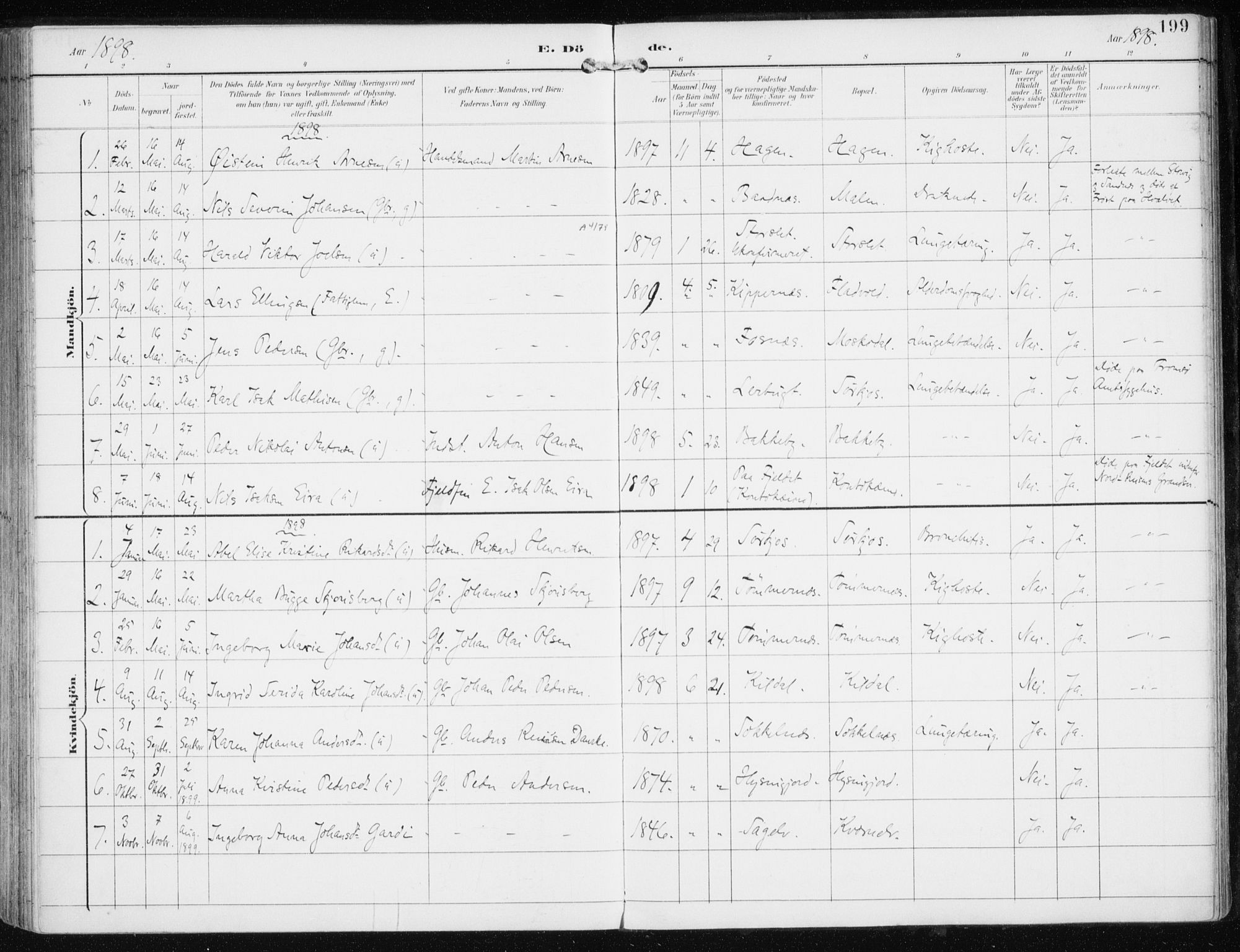 Skjervøy sokneprestkontor, SATØ/S-1300/H/Ha/Haa/L0017kirke: Parish register (official) no. 17, 1895-1911, p. 199